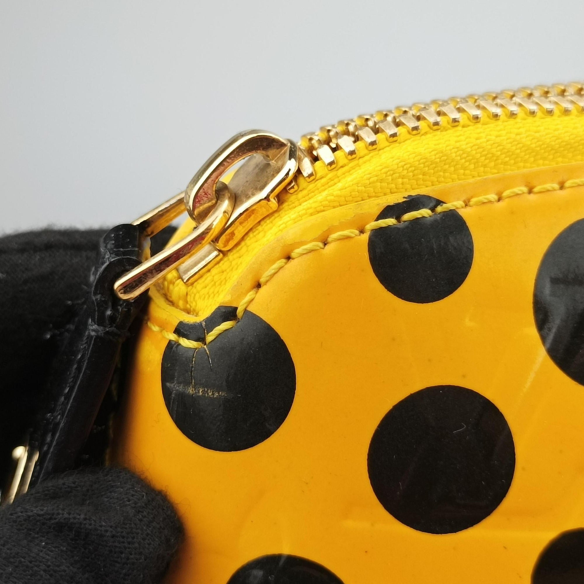 Pre-owned Louis Vuitton Dot Infinity Lockit MM Yayoi Kusama Jaune×Black Vernis M91398 handbag | stylenewstar