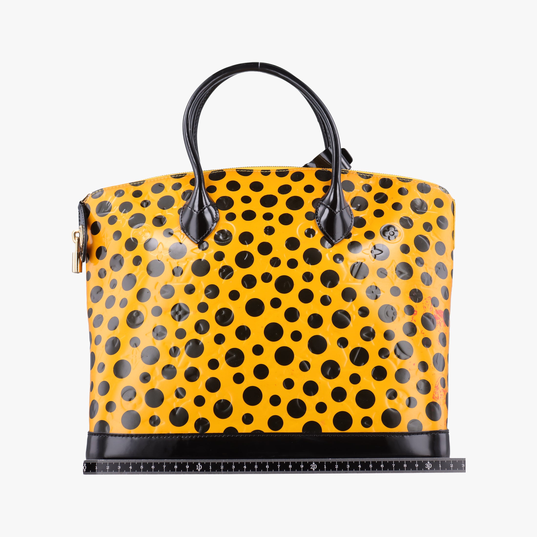 Pre-owned Louis Vuitton Dot Infinity Lockit MM Yayoi Kusama Jaune×Black Vernis M91398 handbag | stylenewstar