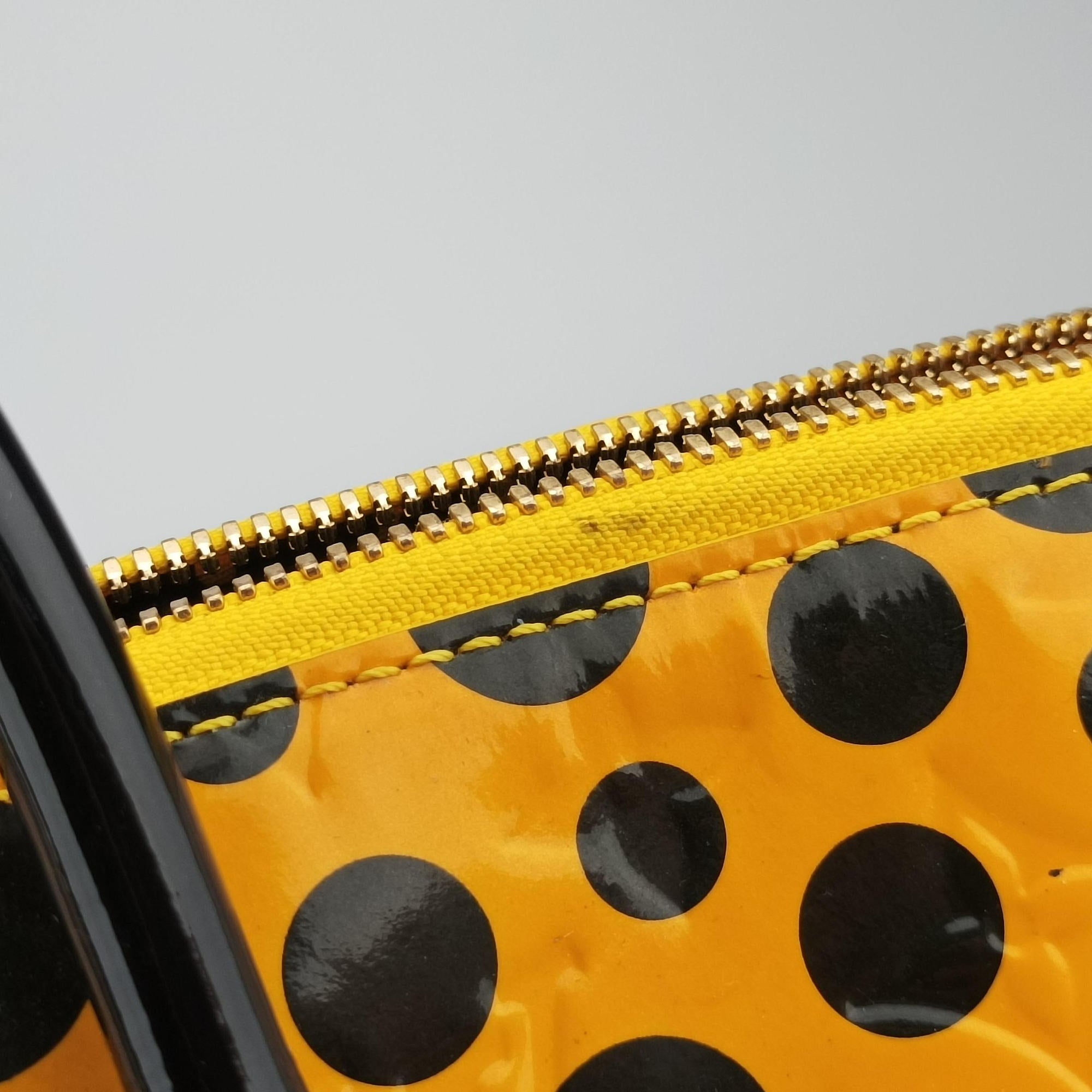 Pre-owned Louis Vuitton Dot Infinity Lockit MM Yayoi Kusama Jaune×Black Vernis M91398 handbag | stylenewstar