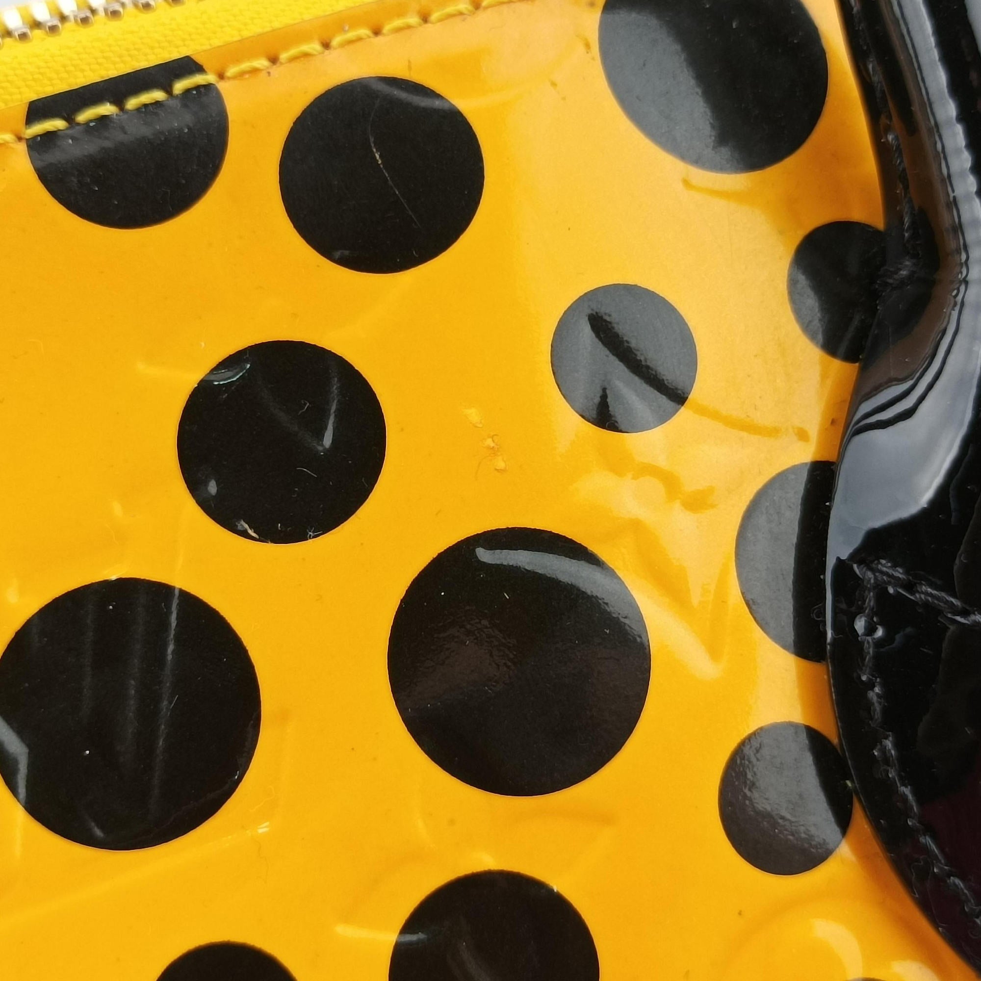 Pre-owned Louis Vuitton Dot Infinity Lockit MM Yayoi Kusama Jaune×Black Vernis M91398 handbag | stylenewstar