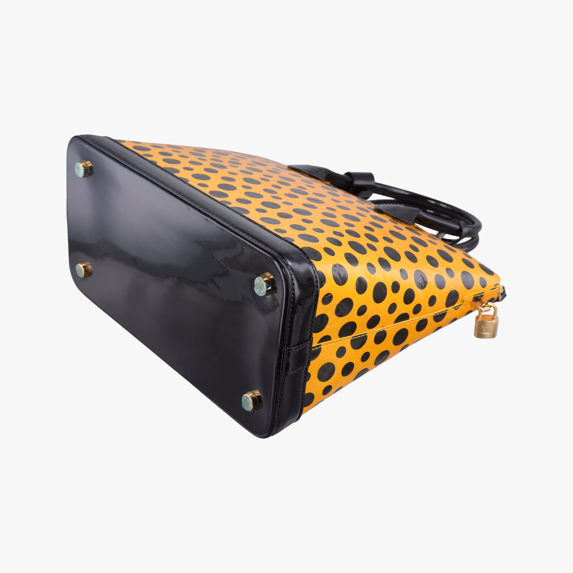 Pre-owned Louis Vuitton Dot Infinity Lockit MM Yayoi Kusama Jaune×Black Vernis M91398 handbag | stylenewstar