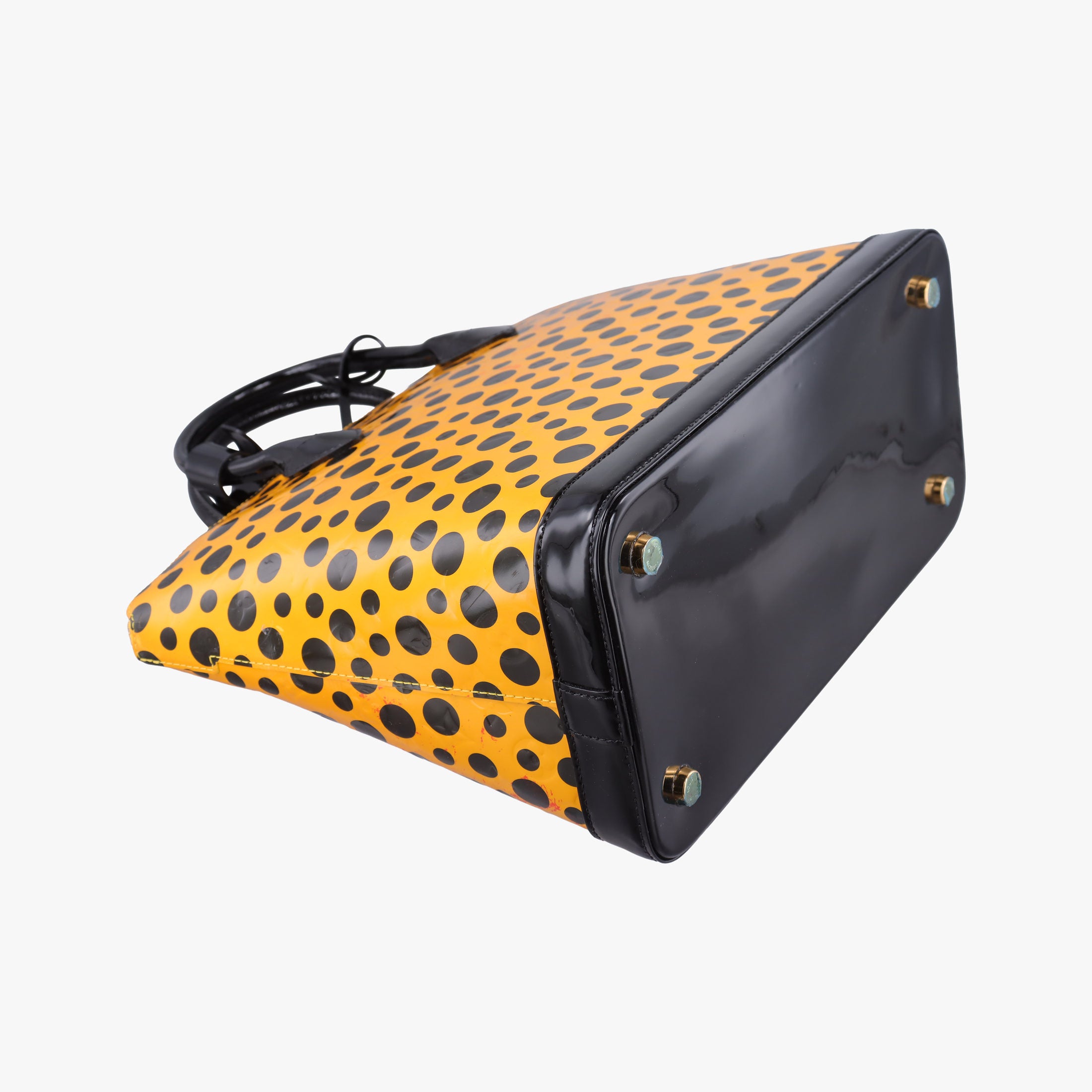 Pre-owned Louis Vuitton Dot Infinity Lockit MM Yayoi Kusama Jaune×Black Vernis M91398 handbag | stylenewstar