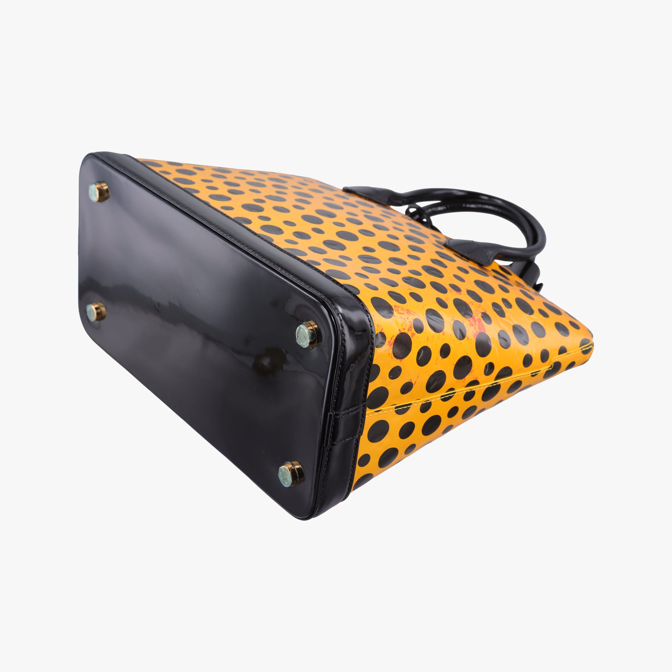 Pre-owned Louis Vuitton Dot Infinity Lockit MM Yayoi Kusama Jaune×Black Vernis M91398 handbag | stylenewstar