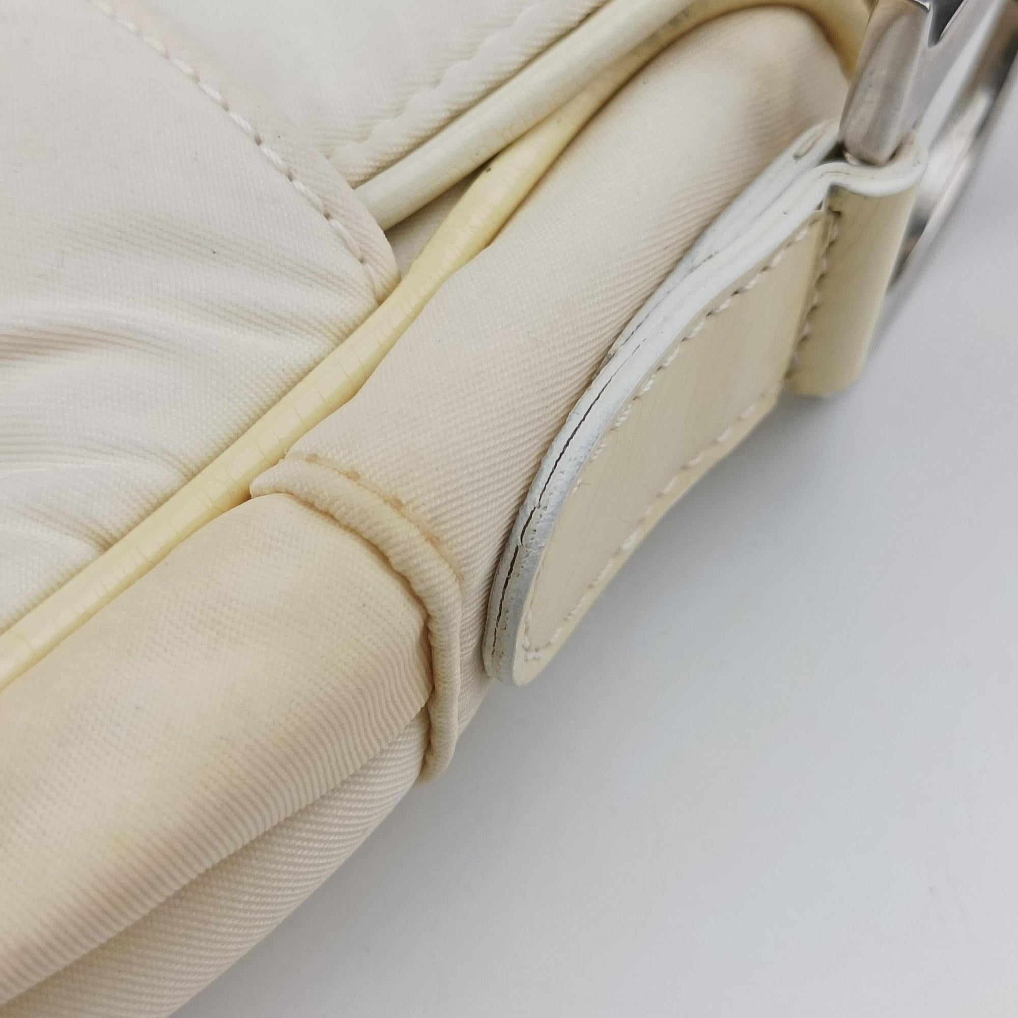 Pre-owned Christian Dior Saddle White Nylon × Leather  shoulderbag | stylenewstar
