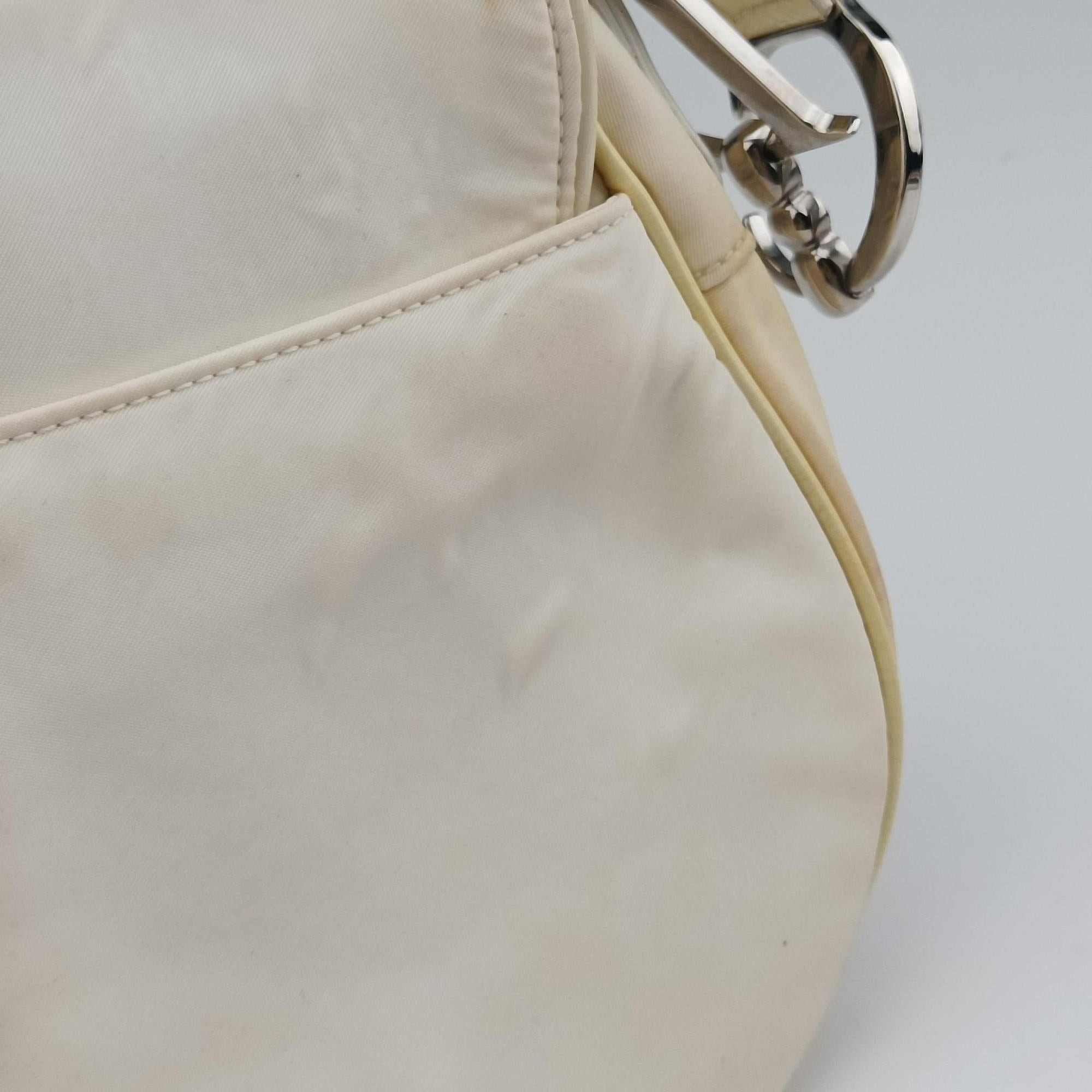 Pre-owned Christian Dior Saddle White Nylon × Leather  shoulderbag | stylenewstar