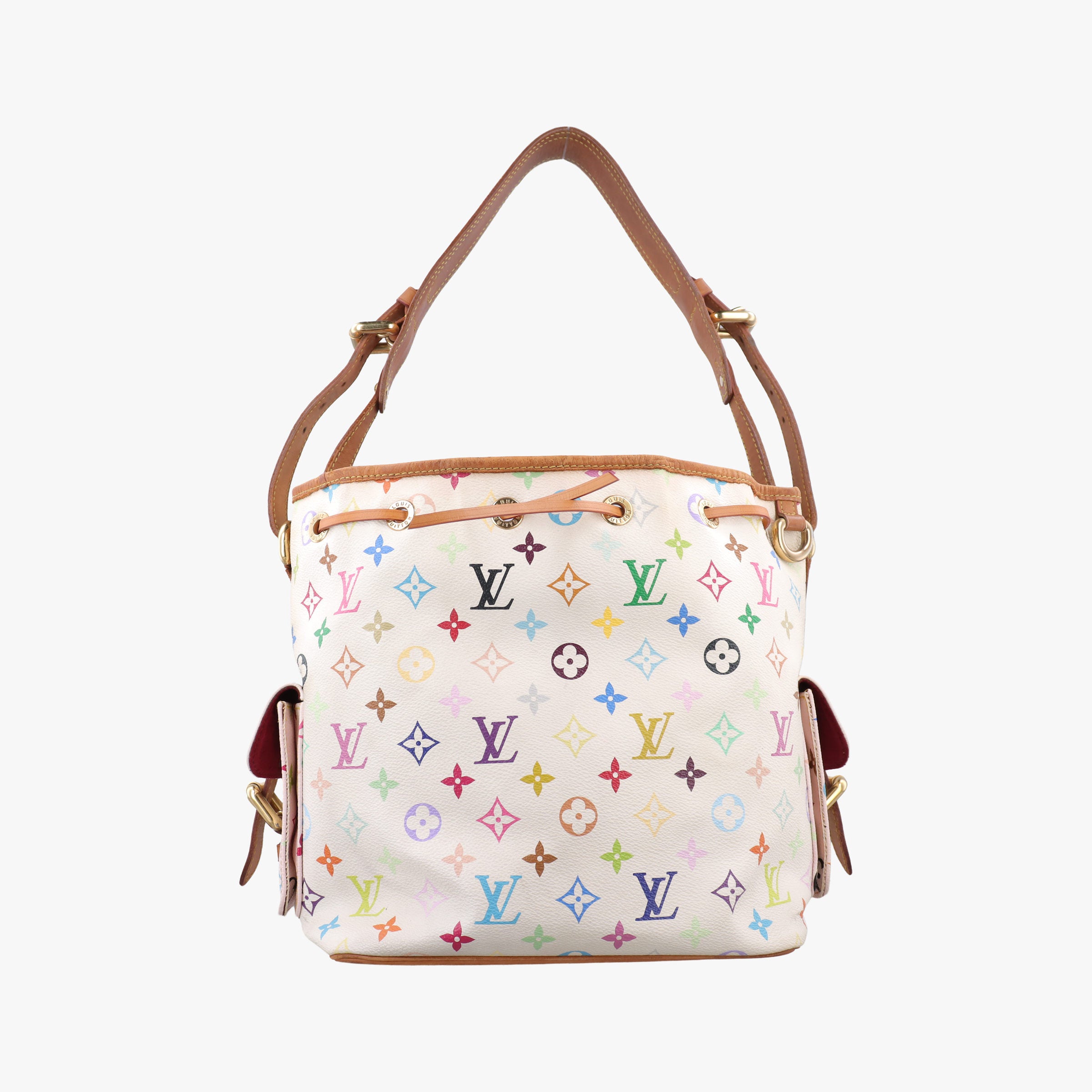 Pre-owned Louis Vuitton Petit NOe white Monogram Multicolor M42229 shoulderbag | stylenewstar