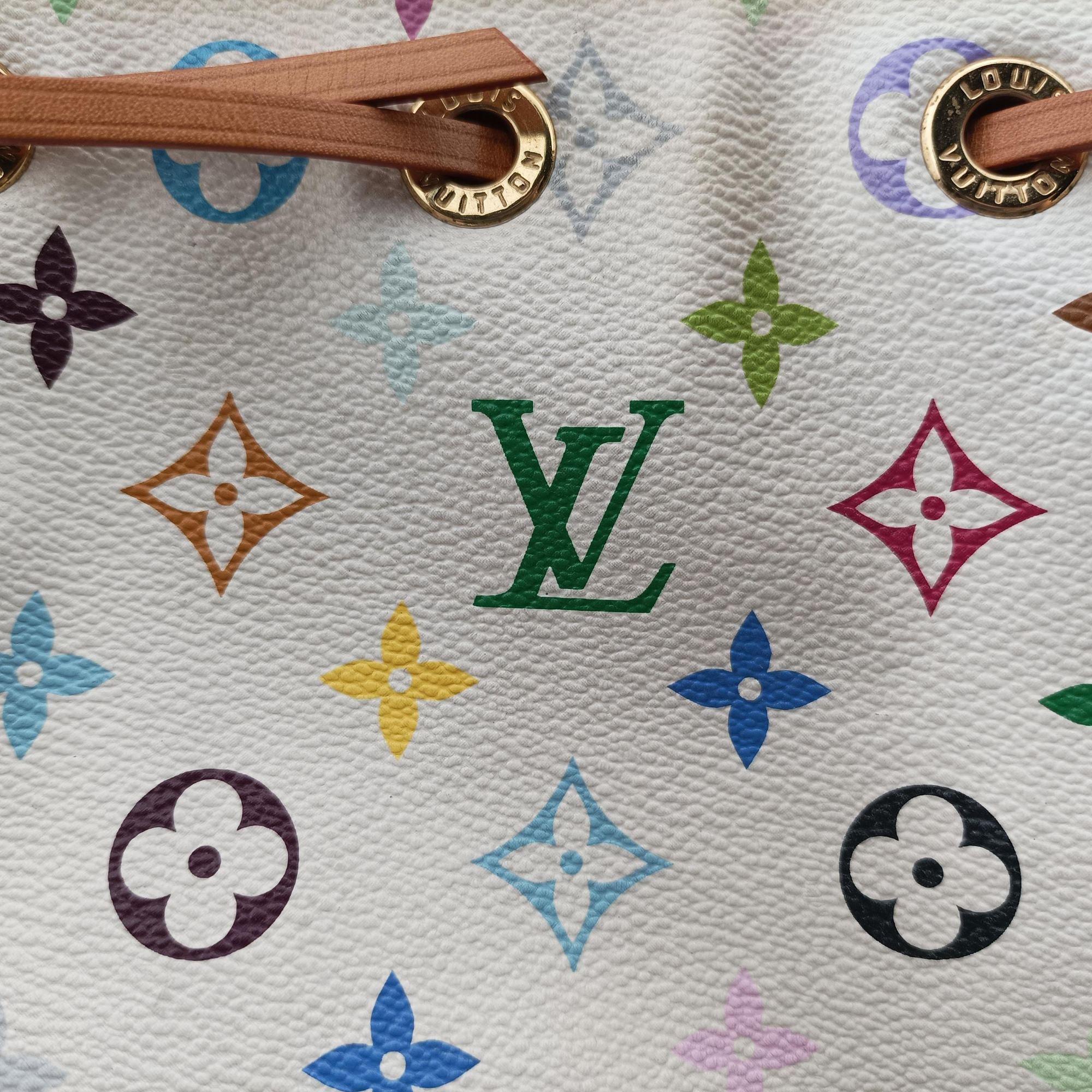 Pre-owned Louis Vuitton Petit NOe white Monogram Multicolor M42229 shoulderbag | stylenewstar