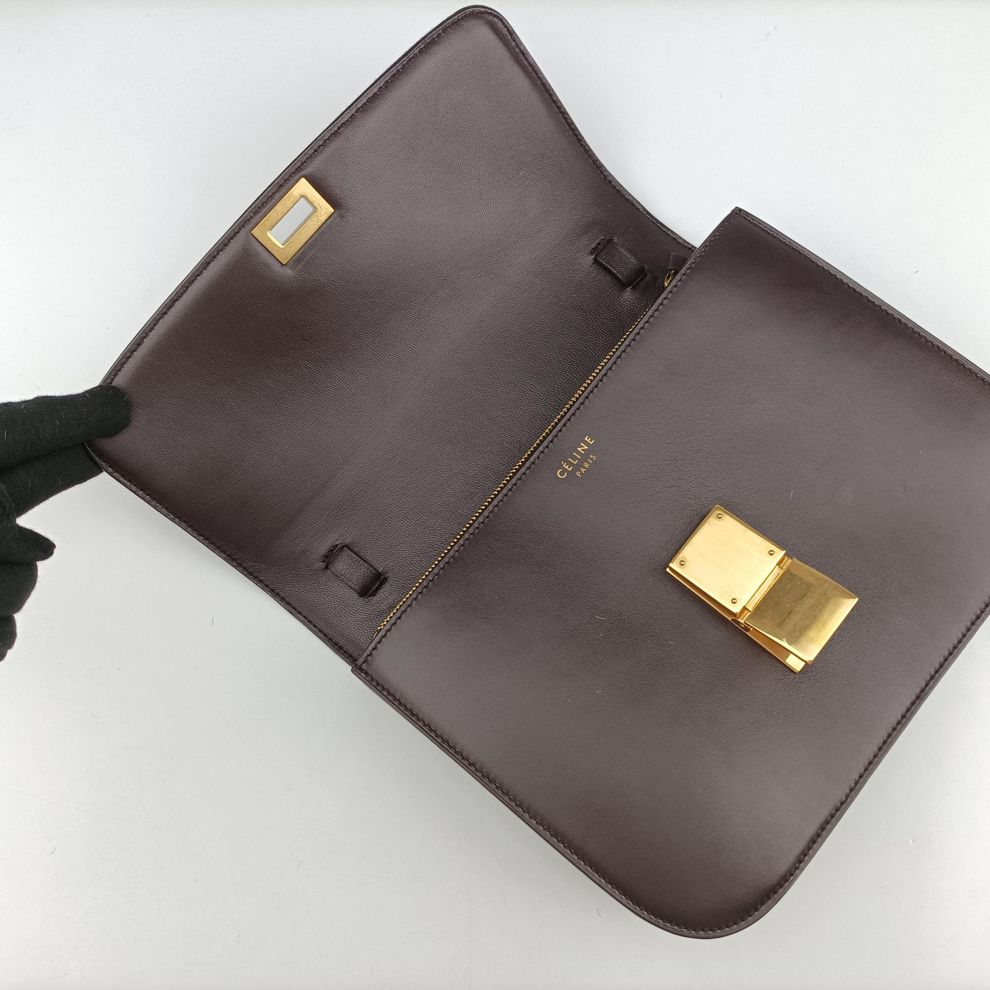 Secondhand Celine Classic Box Leopard ×Dark Brown Calfskin × Pony Hair  shoulderbag | stylenewstar