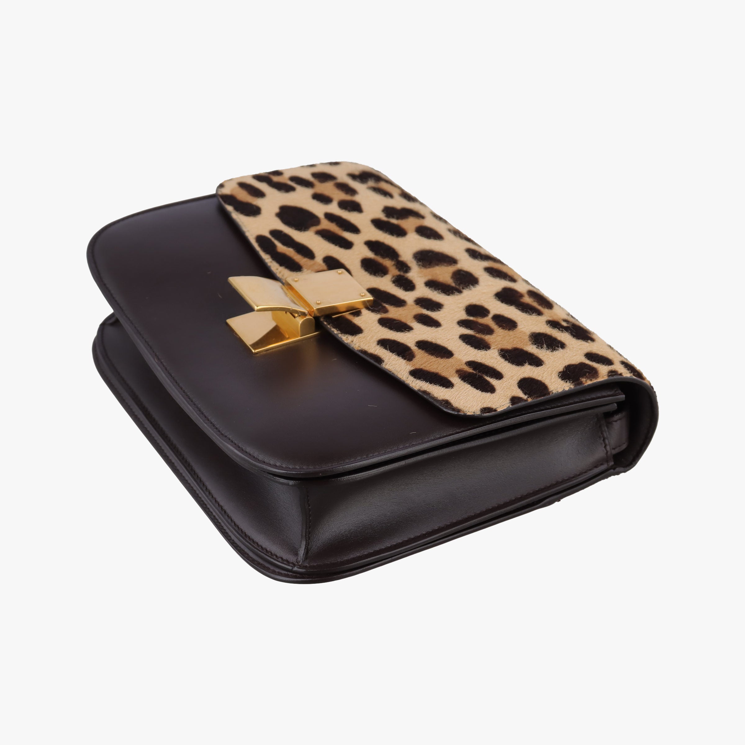 Secondhand Celine Classic Box Leopard ×Dark Brown Calfskin × Pony Hair  shoulderbag | stylenewstar