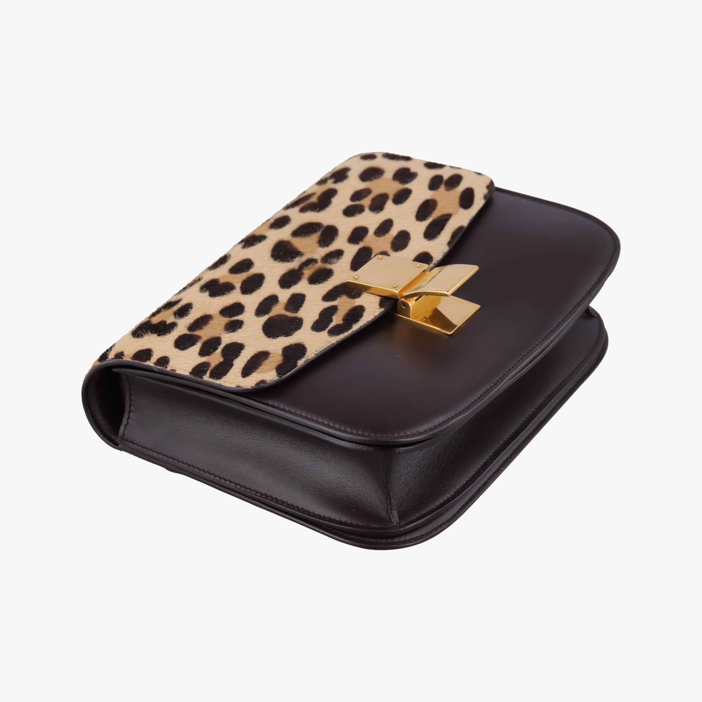 Secondhand Celine Classic Box Leopard ×Dark Brown Calfskin × Pony Hair  shoulderbag | stylenewstar