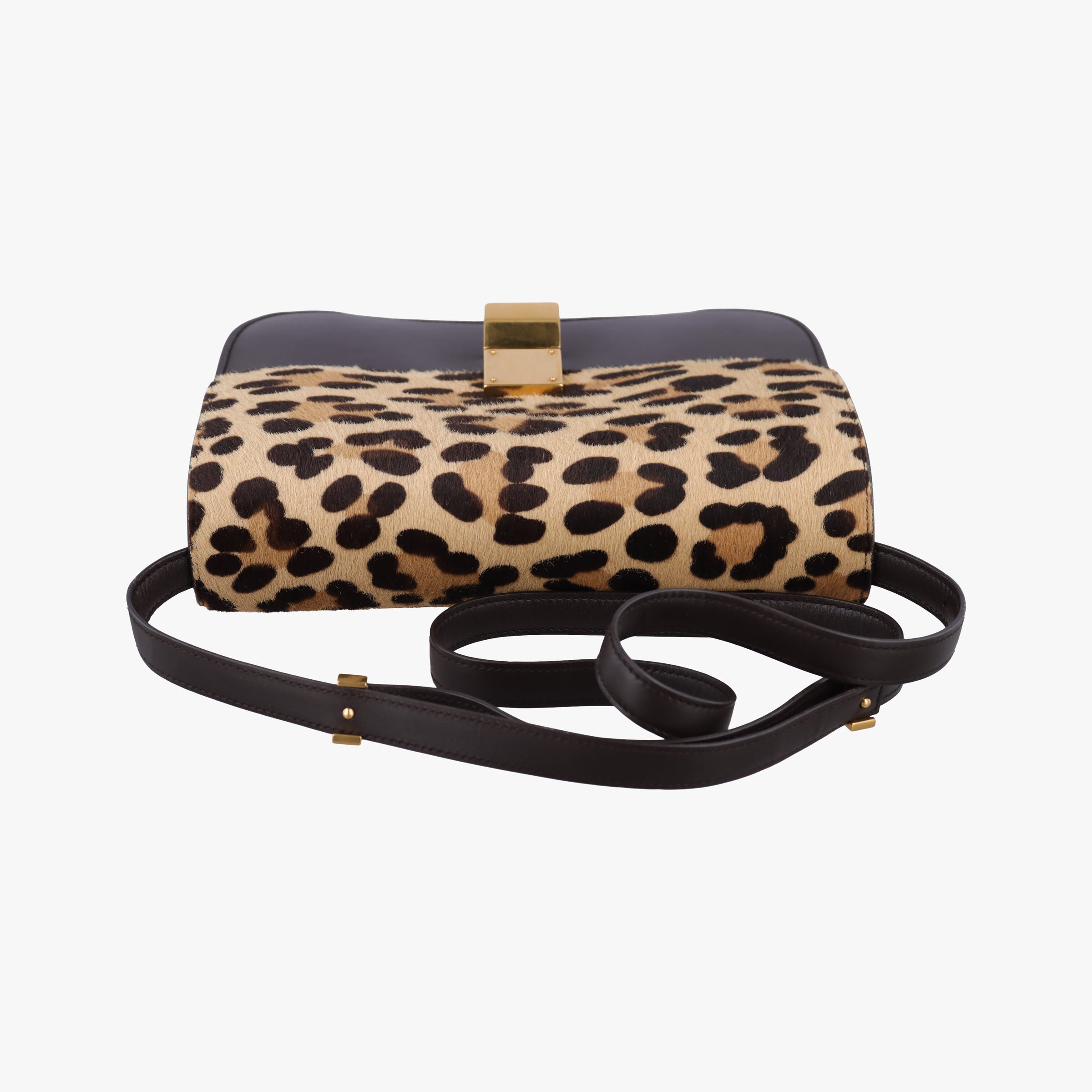 Secondhand Celine Classic Box Leopard ×Dark Brown Calfskin × Pony Hair  shoulderbag | stylenewstar