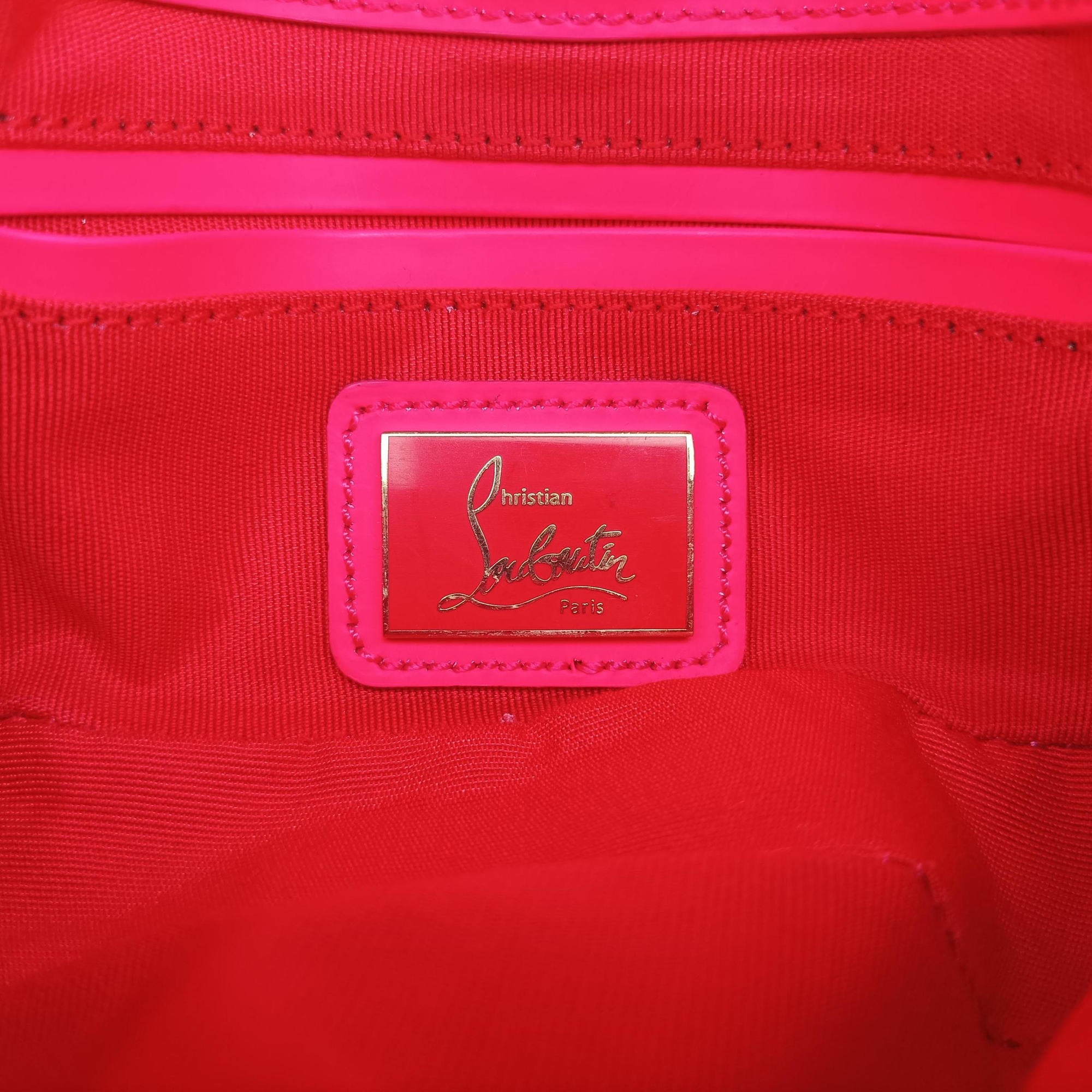 Pre-owned Christian Louboutin Sweet Charity Scarabe Spike Rose Leather  shoulderbag | stylenewstar
