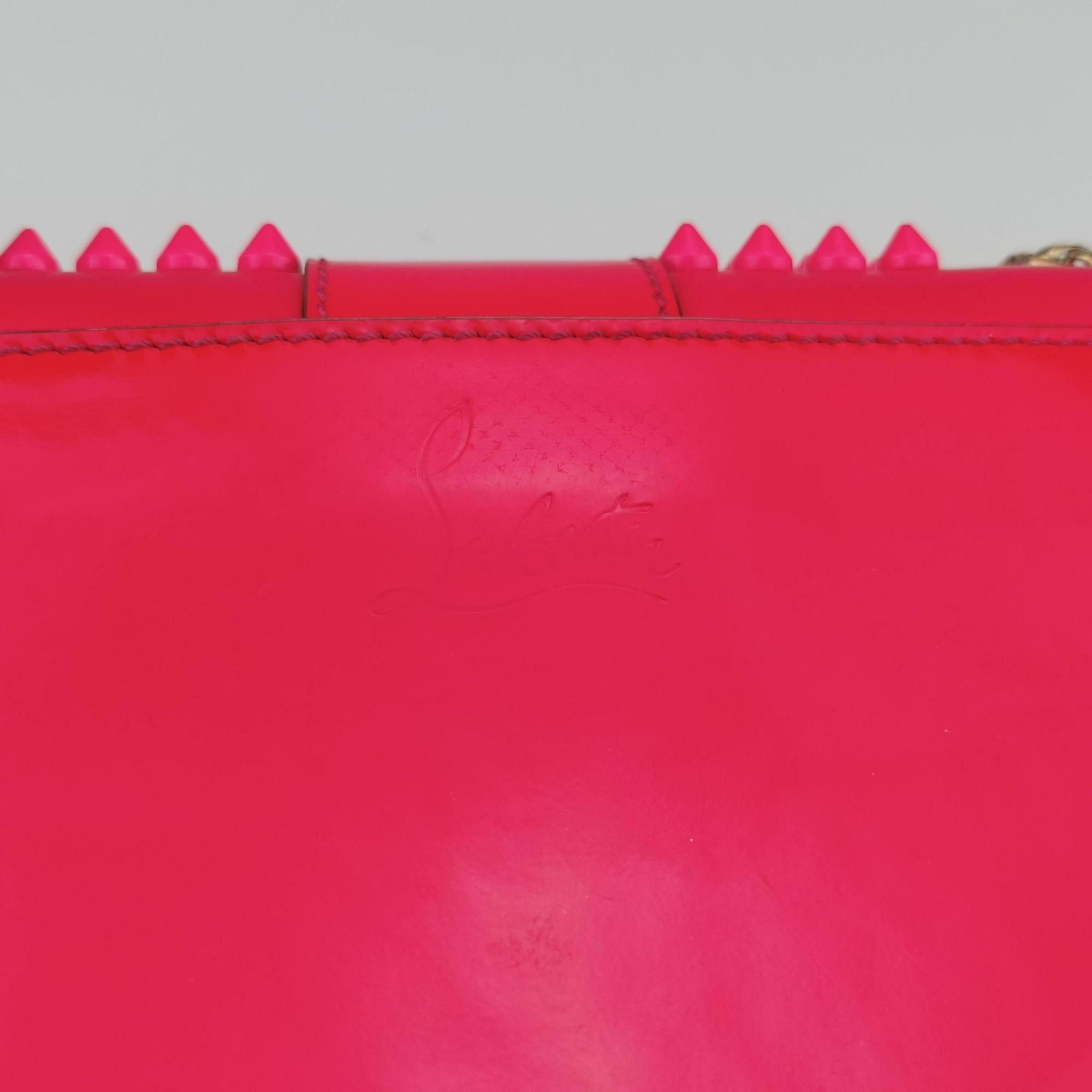 Pre-owned Christian Louboutin Sweet Charity Scarabe Spike Rose Leather  shoulderbag | stylenewstar