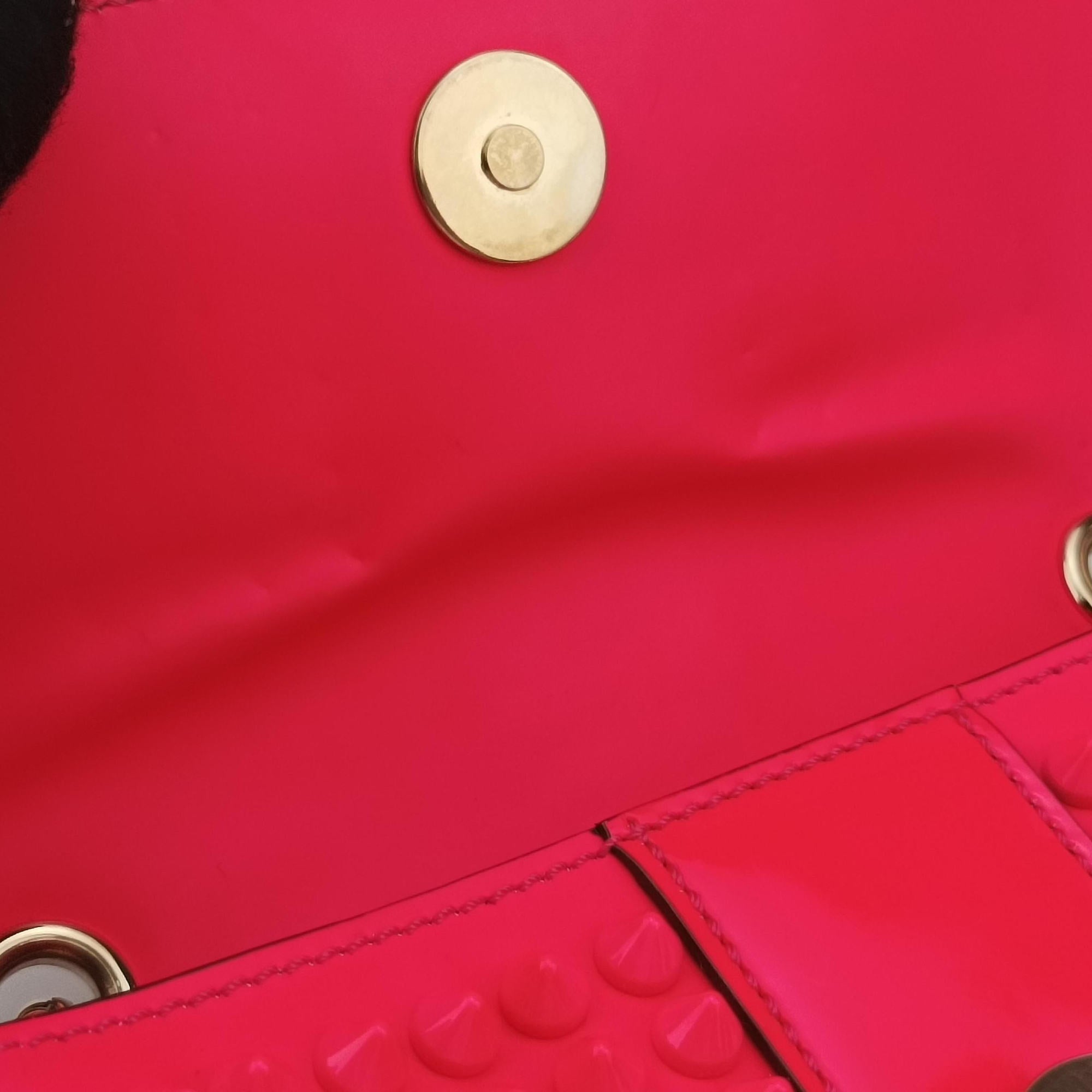 Pre-owned Christian Louboutin Sweet Charity Scarabe Spike Rose Leather  shoulderbag | stylenewstar