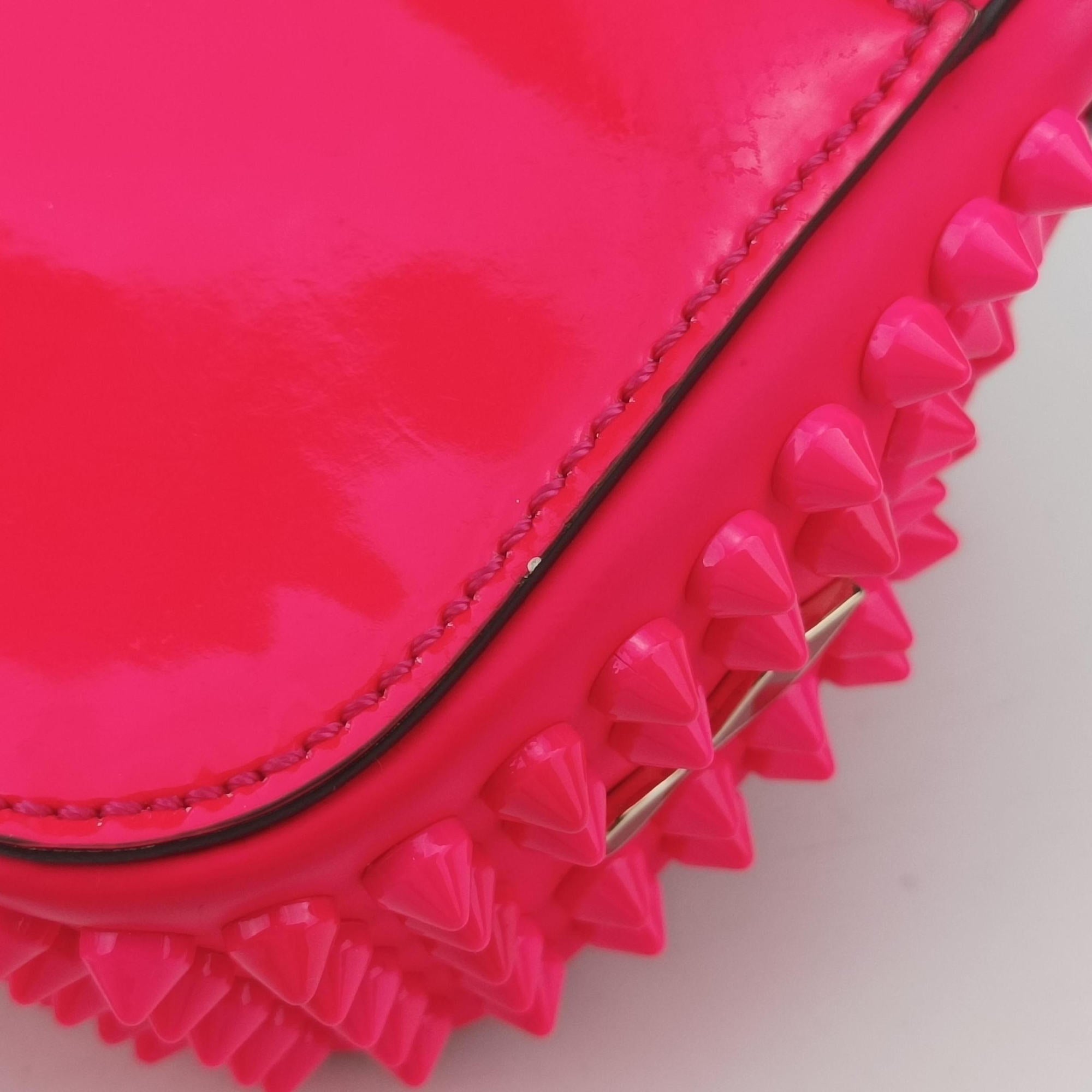 Pre-owned Christian Louboutin Sweet Charity Scarabe Spike Rose Leather  shoulderbag | stylenewstar