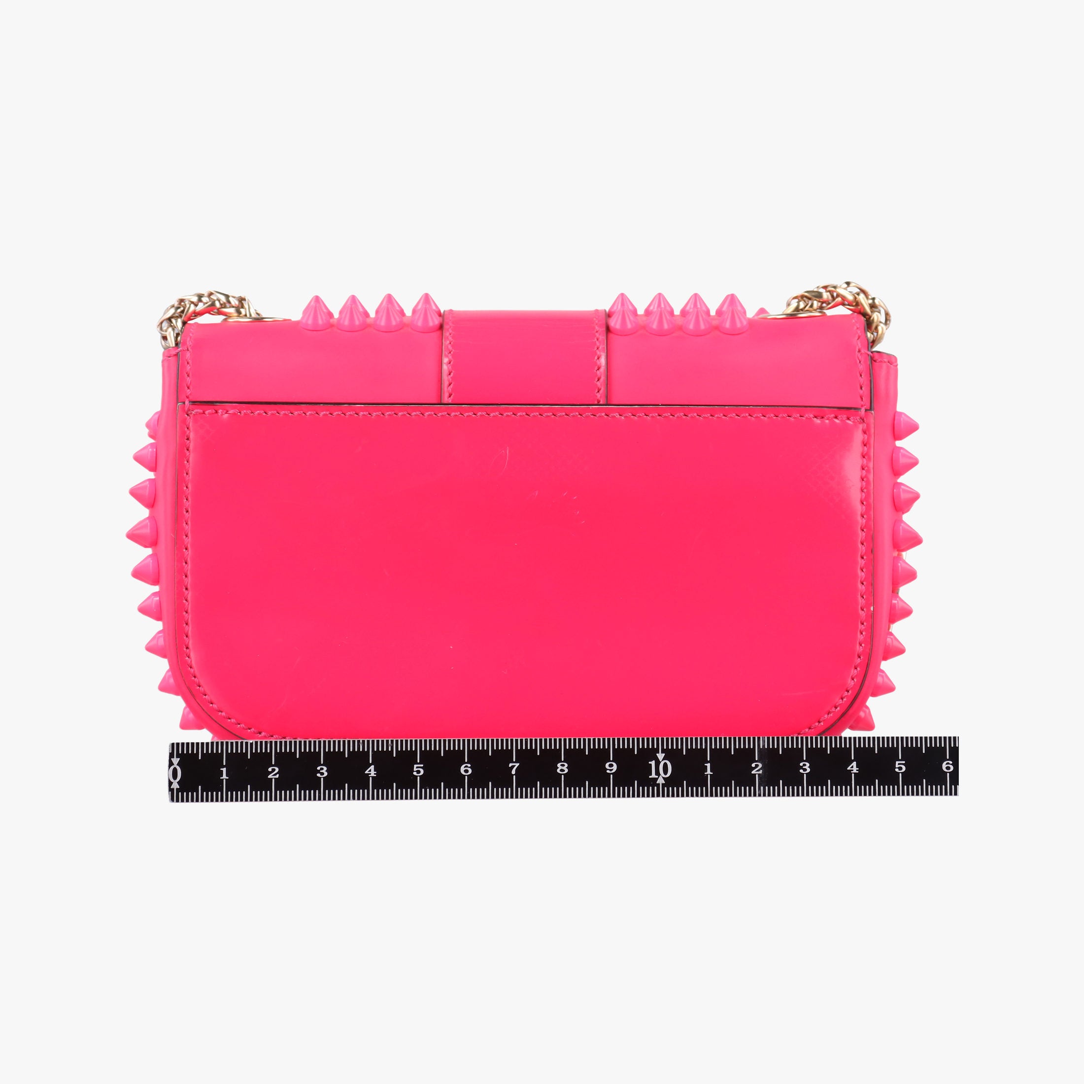 Pre-owned Christian Louboutin Sweet Charity Scarabe Spike Rose Leather  shoulderbag | stylenewstar