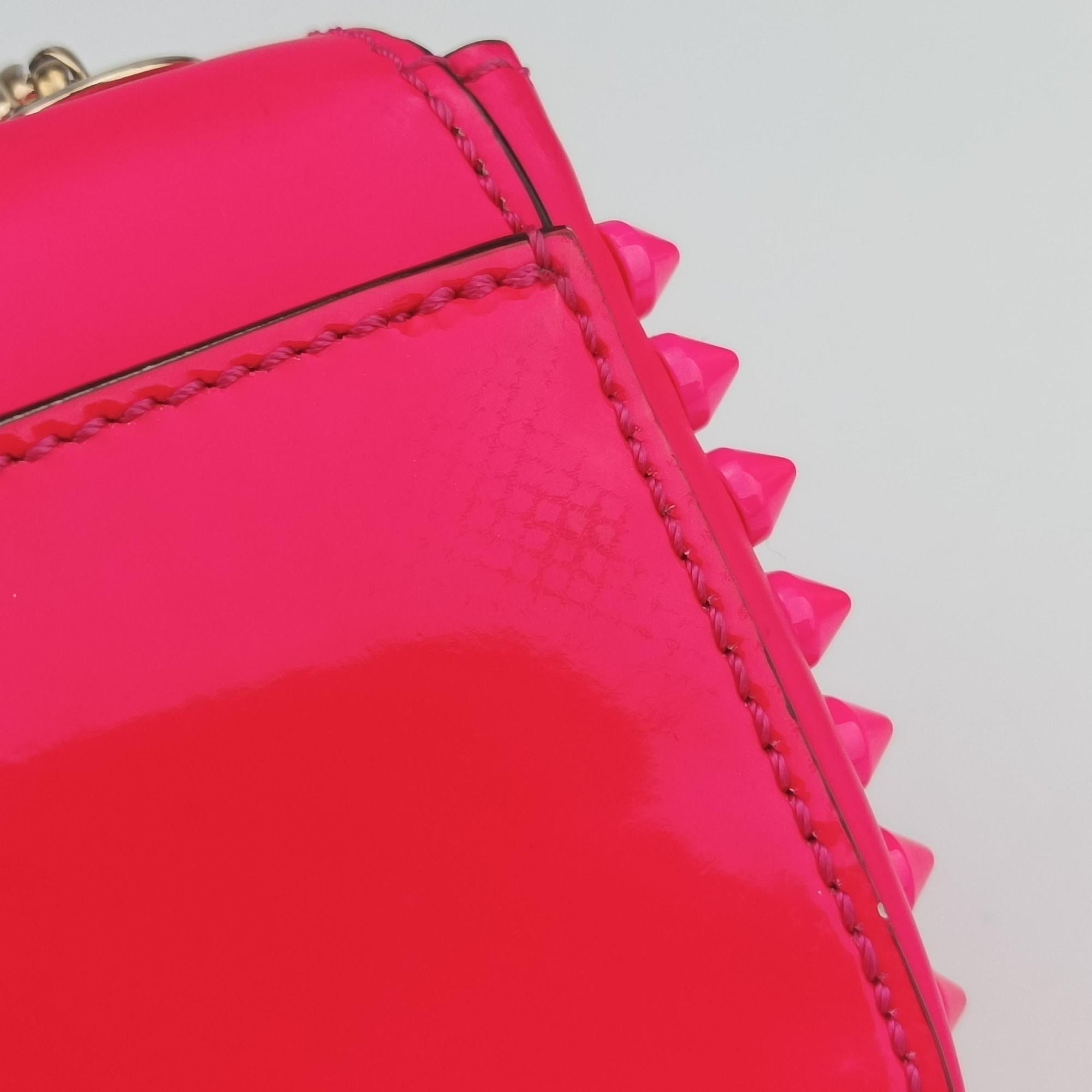Pre-owned Christian Louboutin Sweet Charity Scarabe Spike Rose Leather  shoulderbag | stylenewstar