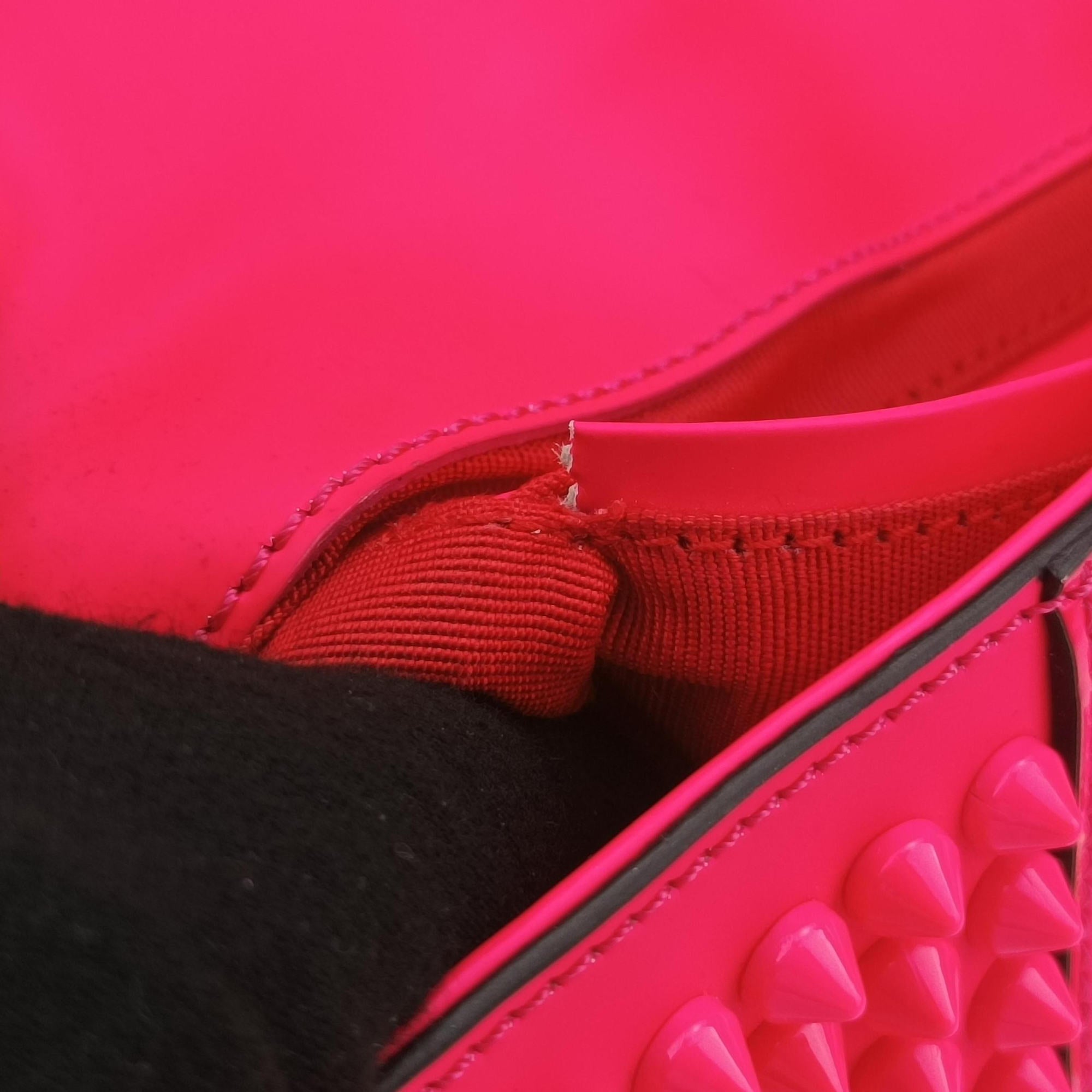 Pre-owned Christian Louboutin Sweet Charity Scarabe Spike Rose Leather  shoulderbag | stylenewstar