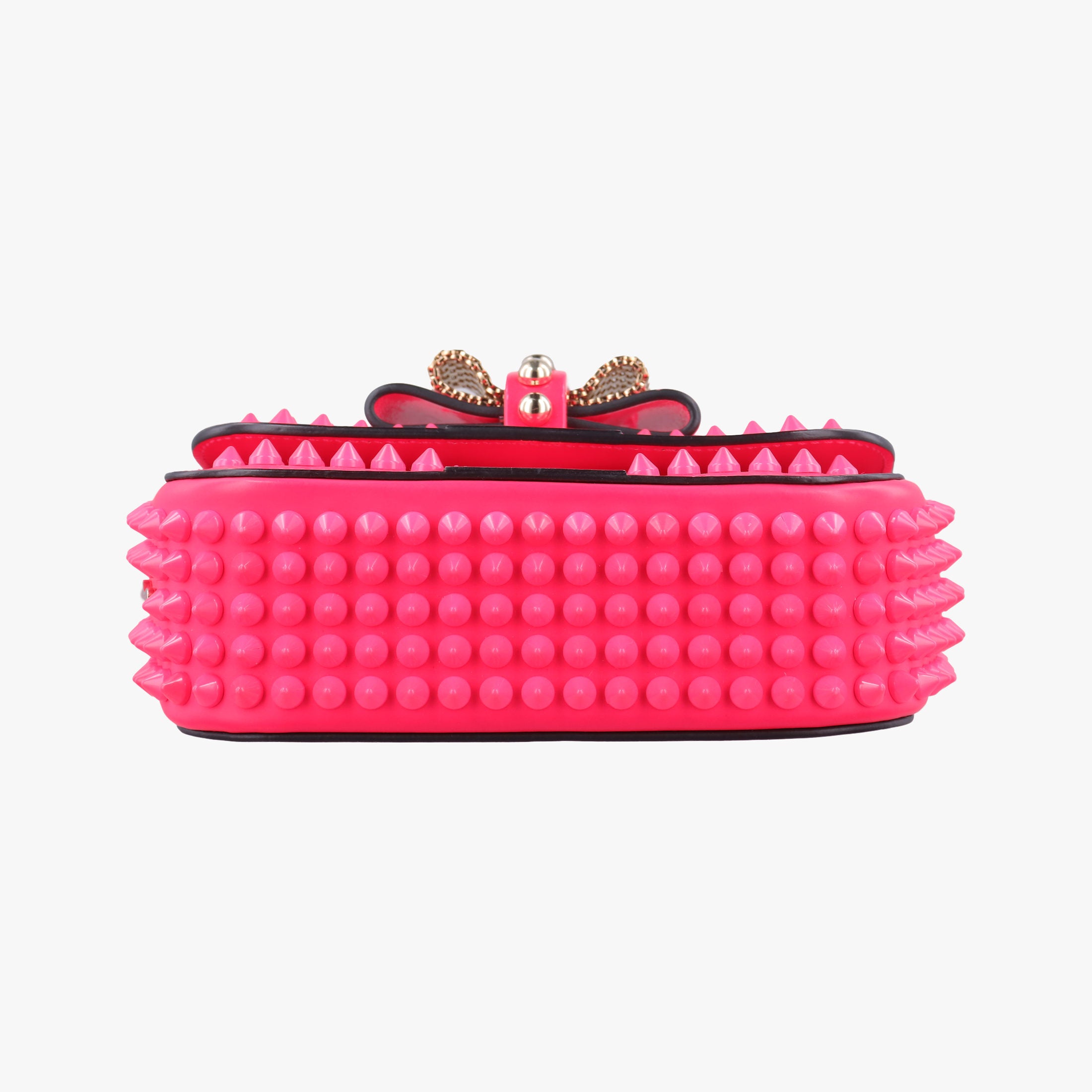 Pre-owned Christian Louboutin Sweet Charity Scarabe Spike Rose Leather  shoulderbag | stylenewstar