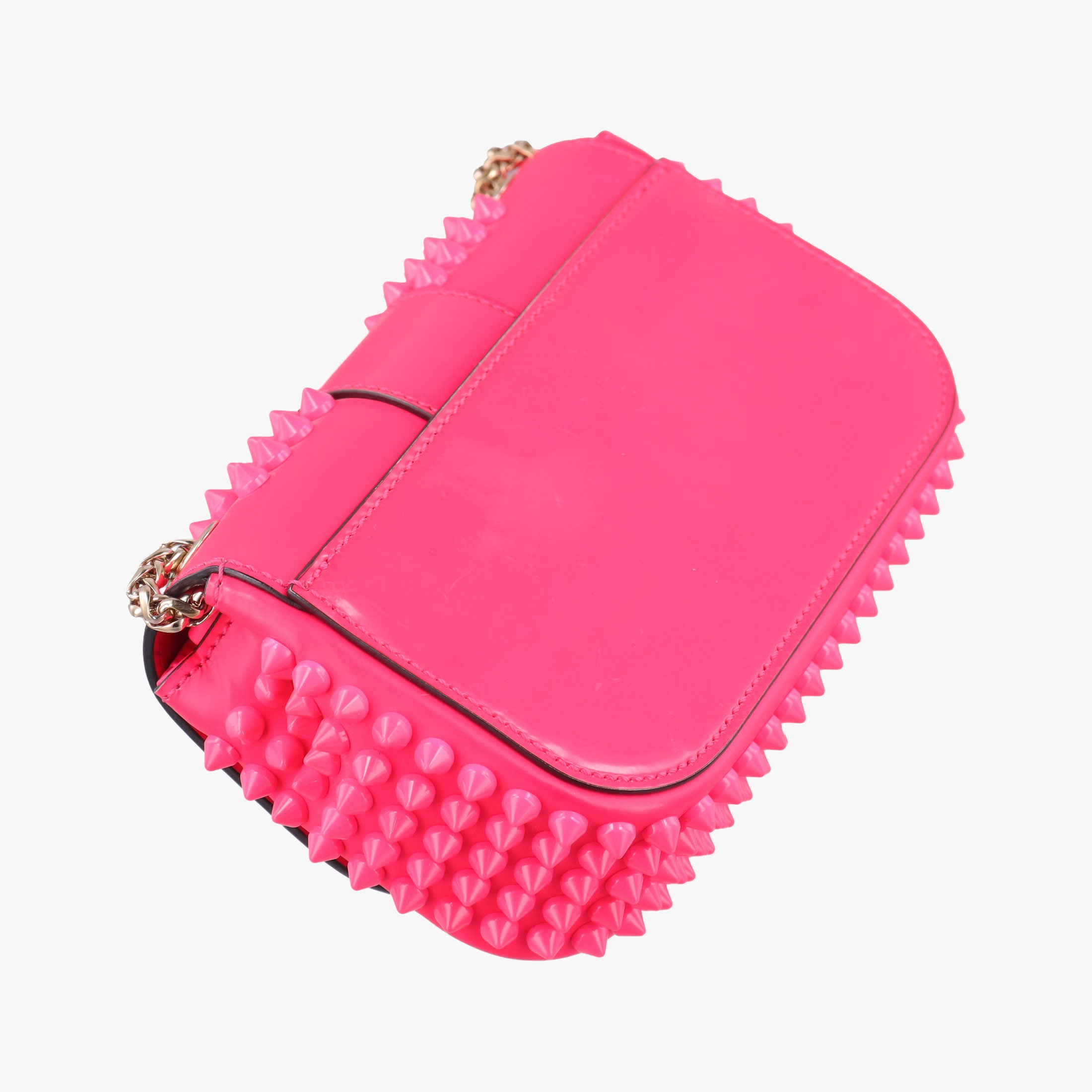 Pre-owned Christian Louboutin Sweet Charity Scarabe Spike Rose Leather  shoulderbag | stylenewstar