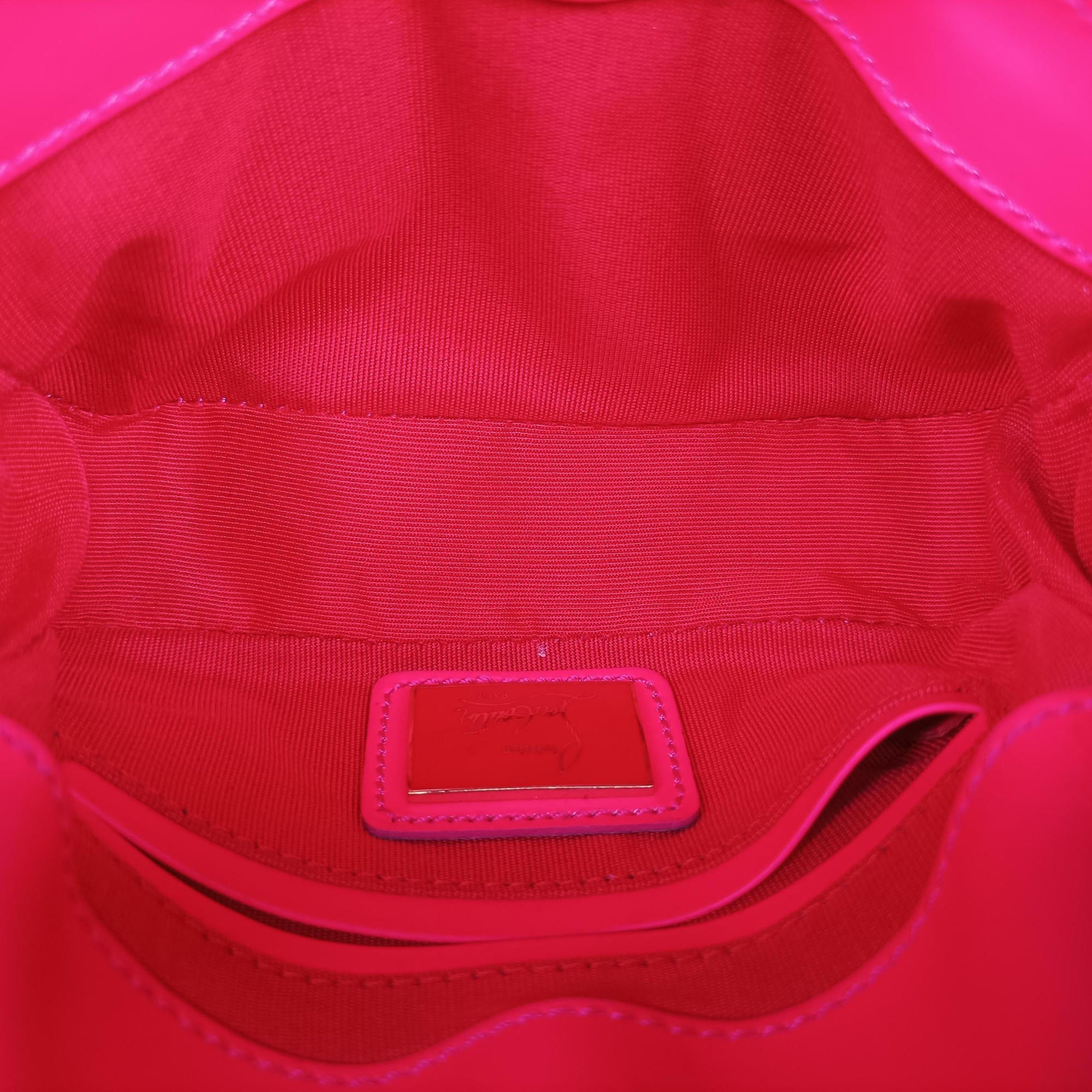 Pre-owned Christian Louboutin Sweet Charity Scarabe Spike Rose Leather  shoulderbag | stylenewstar