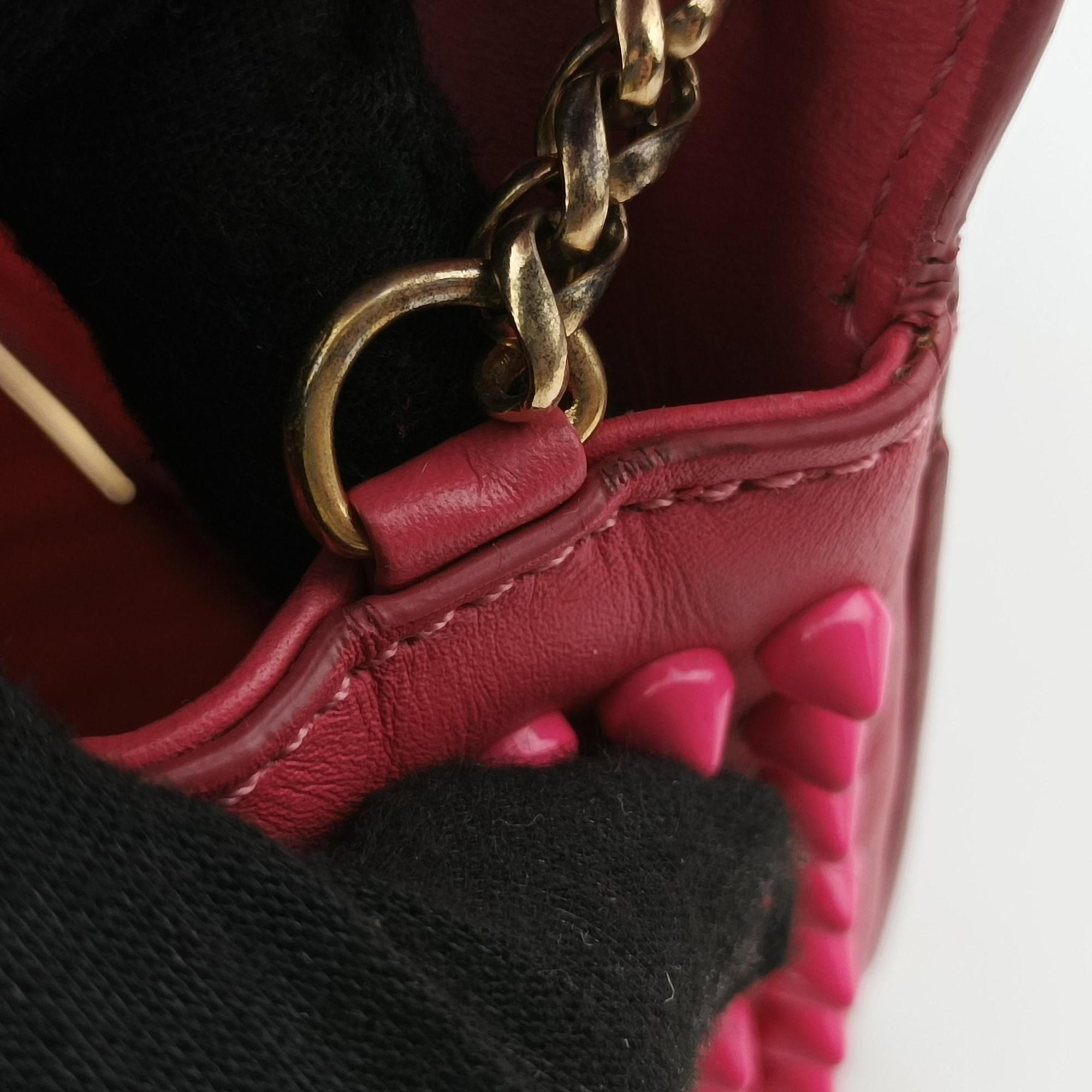 Vintage Christian Louboutin Sweet Charity Scarabe Spike Pink Leather  shoulderbag | stylenewstar
