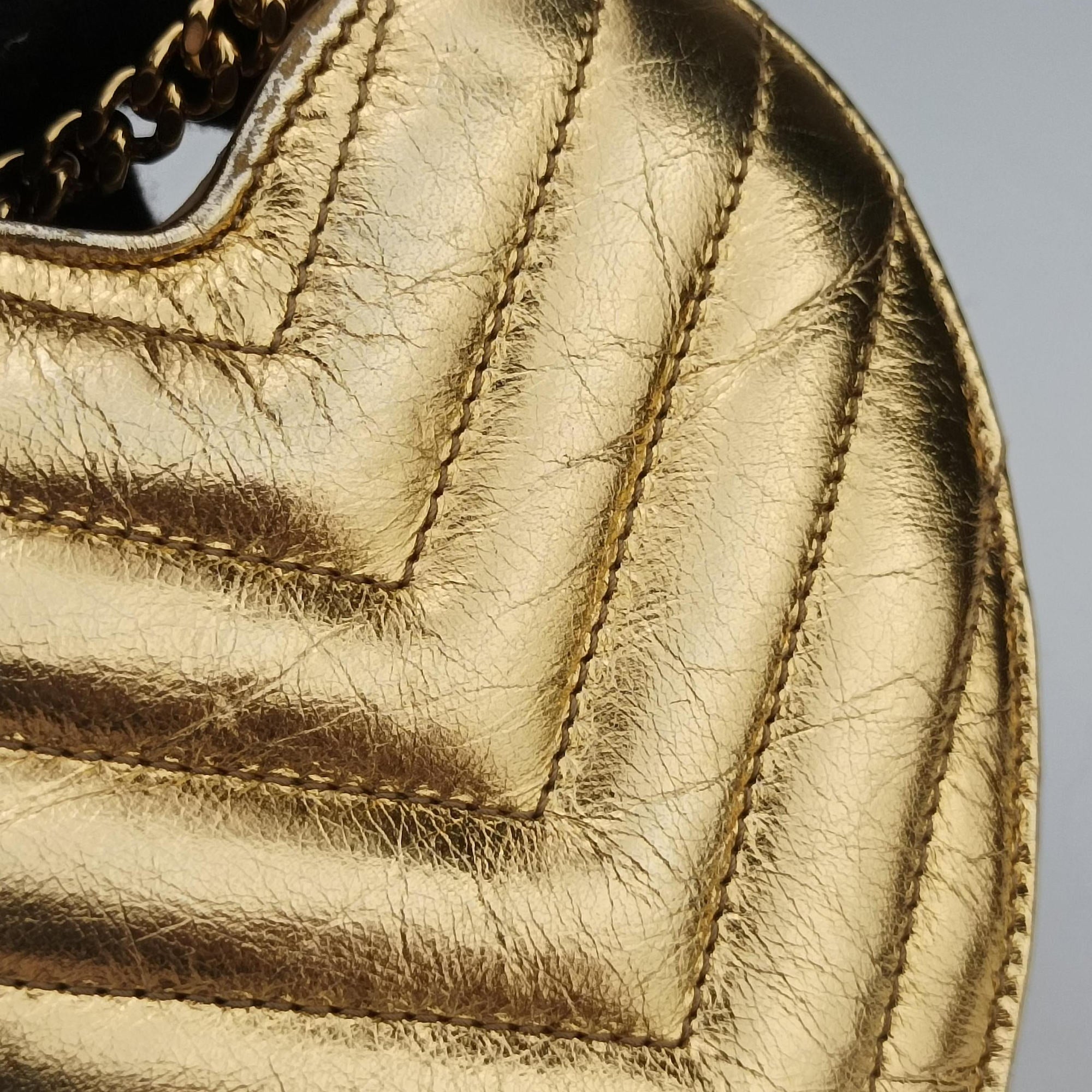 Vintage Yves Saint Laurent Love heart V stitch Golden Leather 448050 shoulderbag | stylenewstar
