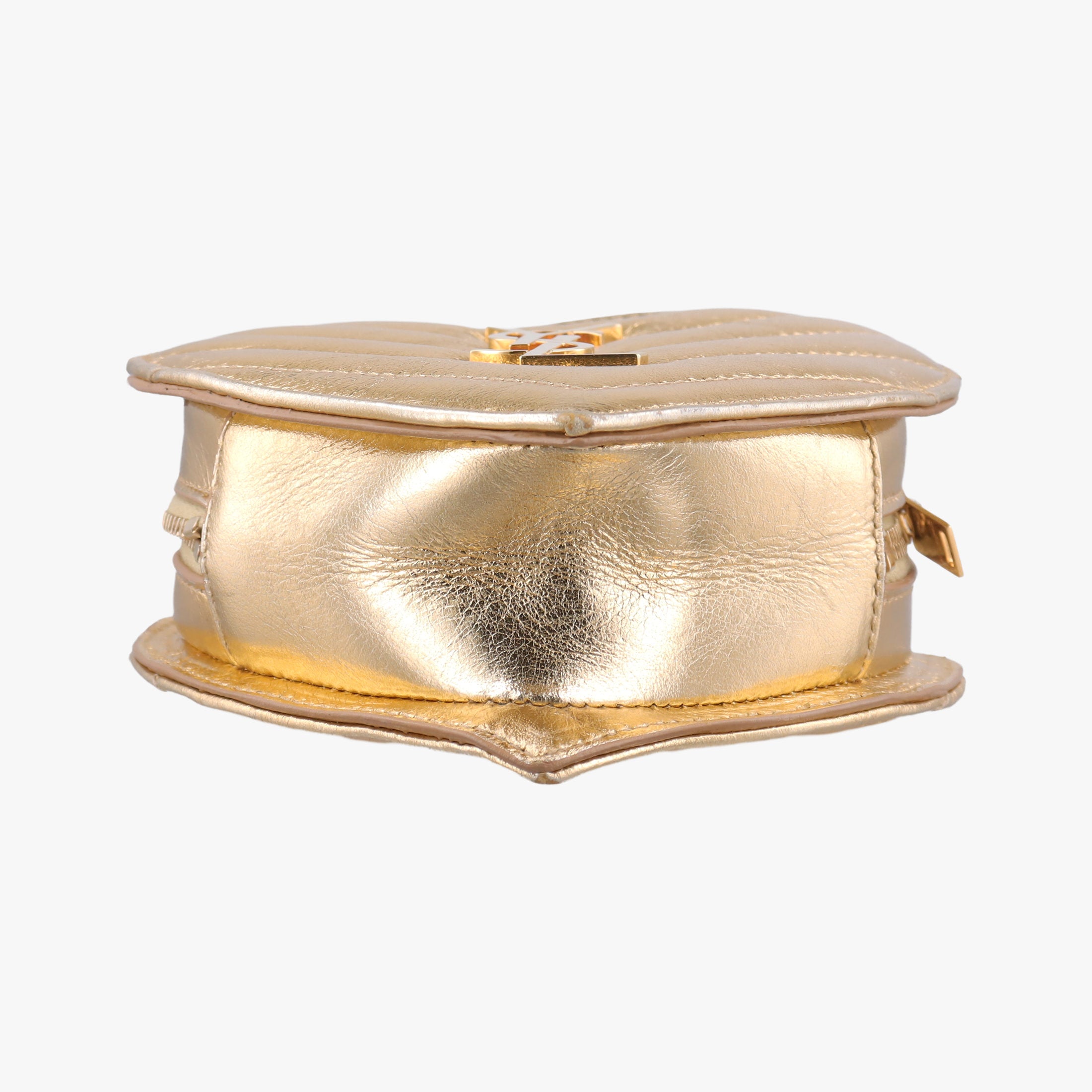 Vintage Yves Saint Laurent Love heart V stitch Golden Leather 448050 shoulderbag | stylenewstar