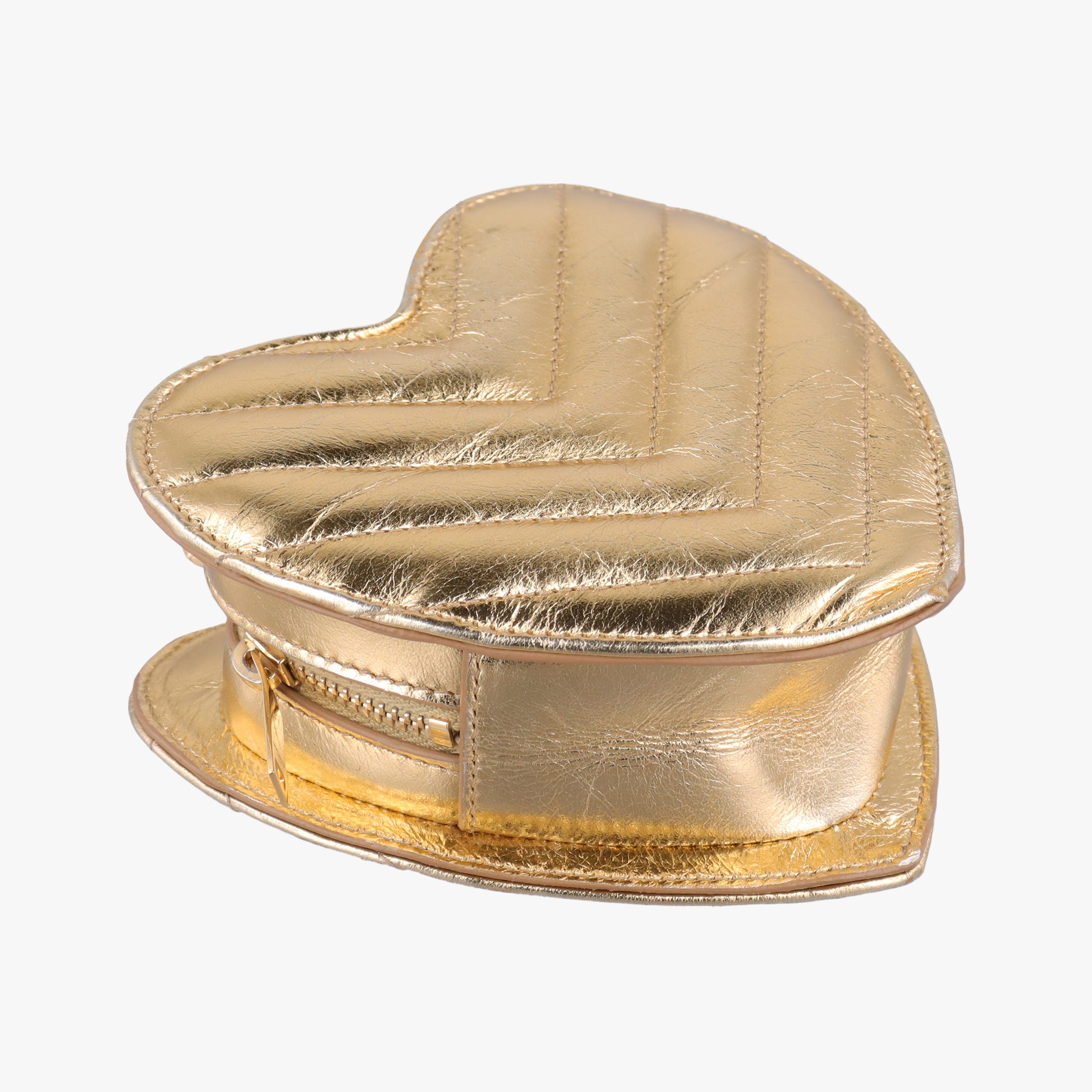 Vintage Yves Saint Laurent Love heart V stitch Golden Leather 448050 shoulderbag | stylenewstar