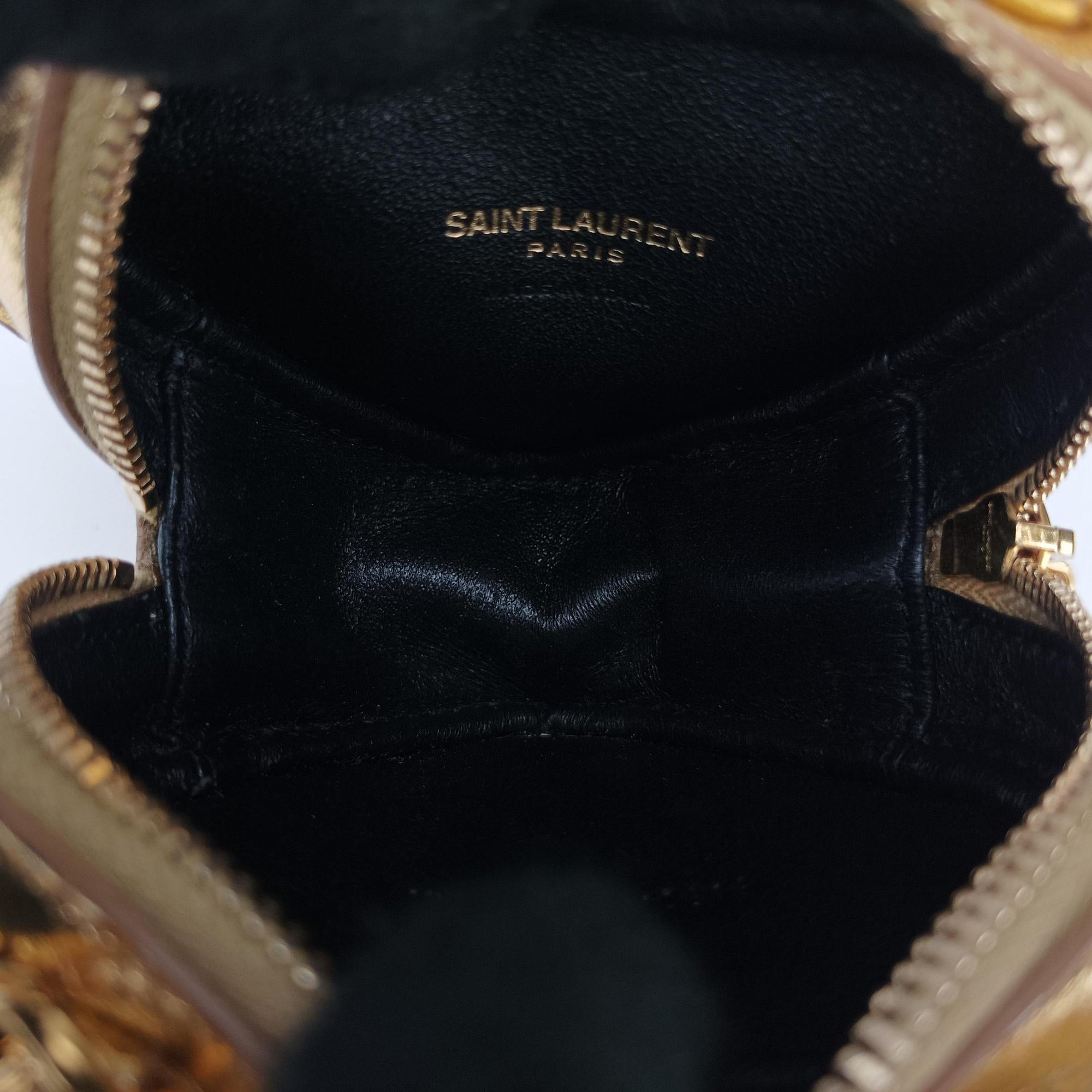 Vintage Yves Saint Laurent Love heart V stitch Golden Leather 448050 shoulderbag | stylenewstar