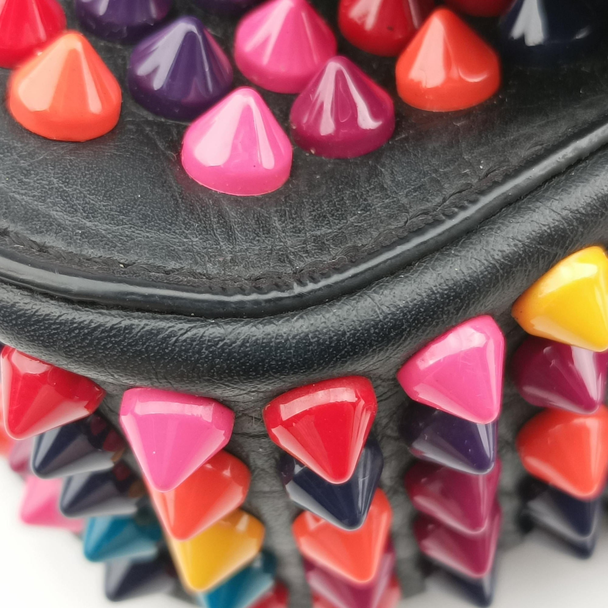Pre-owned Christian Louboutin Sweet Charity Scarabe Spike Black Leather  shoulderbag | stylenewstar