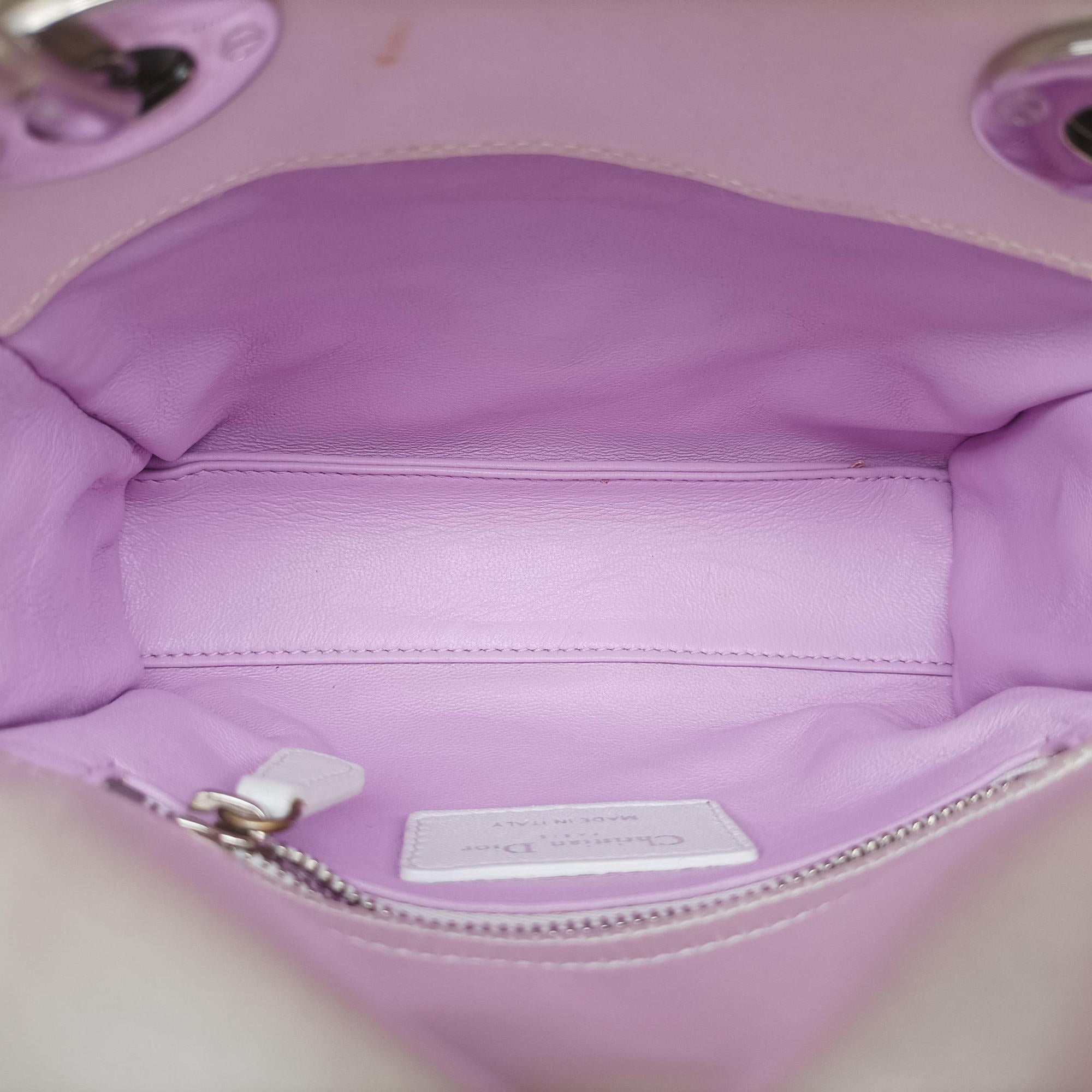 Pre-owned Christian Dior Lady Dior White×Multicolor Satin × Sequin × Bead Embellishments  shoulderbag | stylenewstar