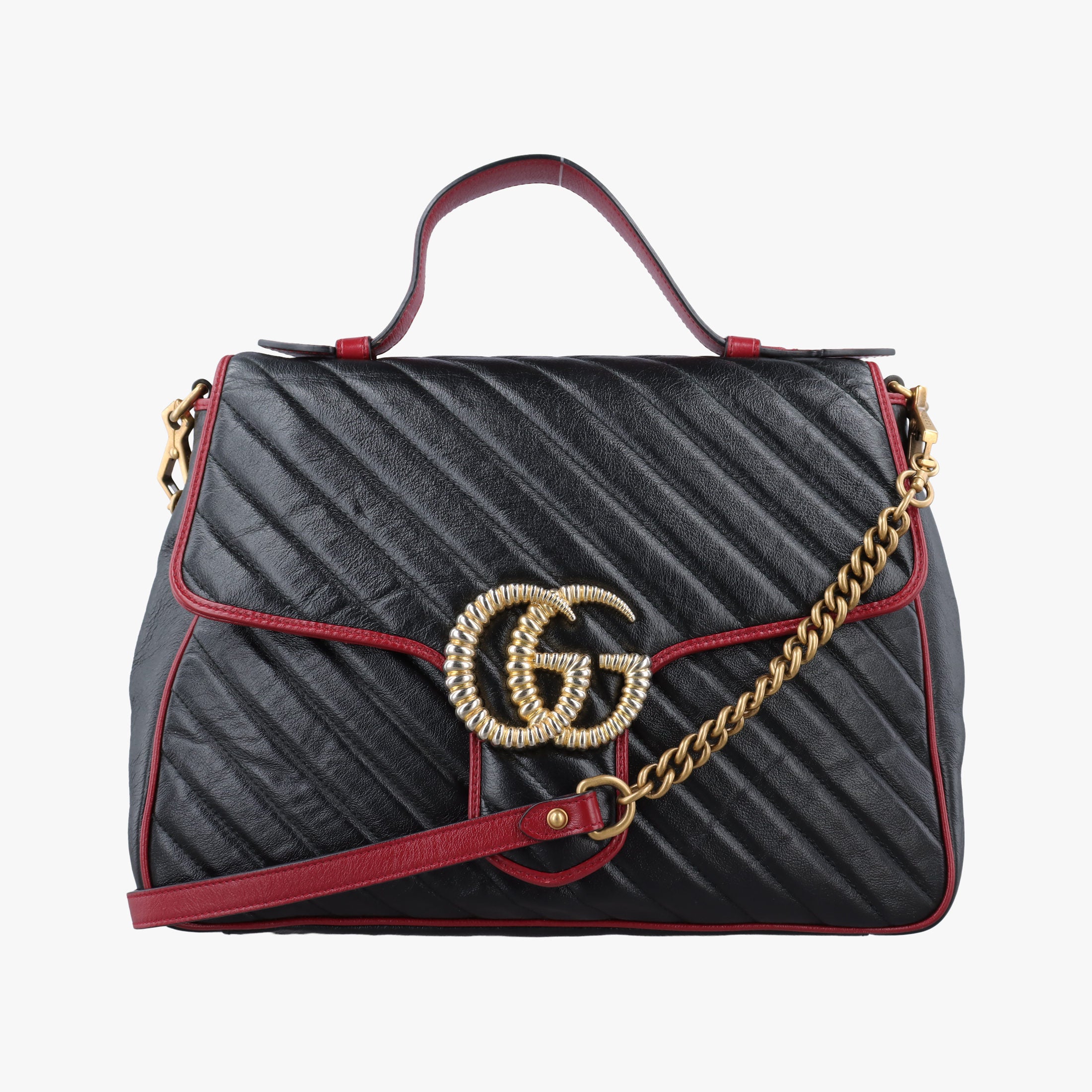 Vintage Gucci GG Marmont Black×red Leather 498109 shoulderbag | stylenewstar