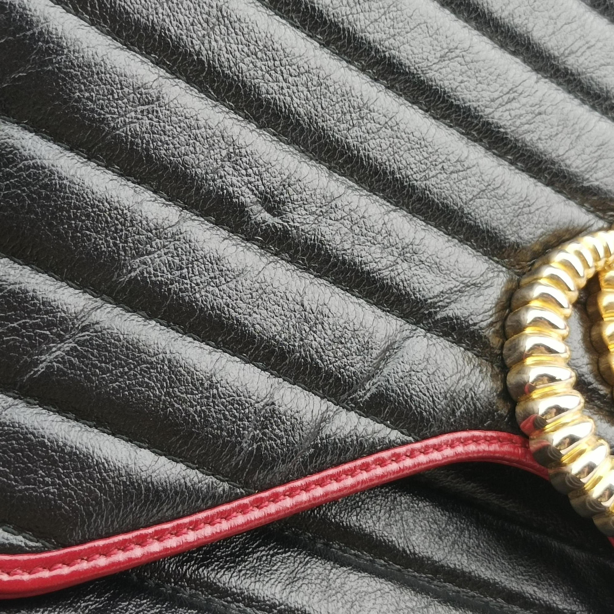 Vintage Gucci GG Marmont Black×red Leather 498109 shoulderbag | stylenewstar