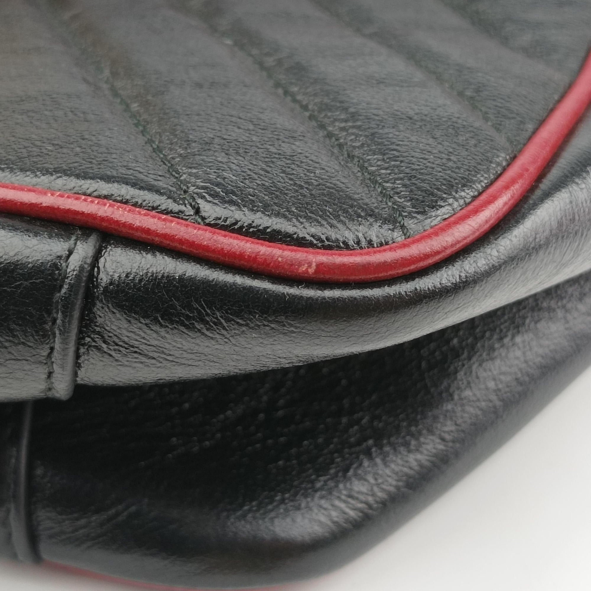 Vintage Gucci GG Marmont Black×red Leather 498109 shoulderbag | stylenewstar