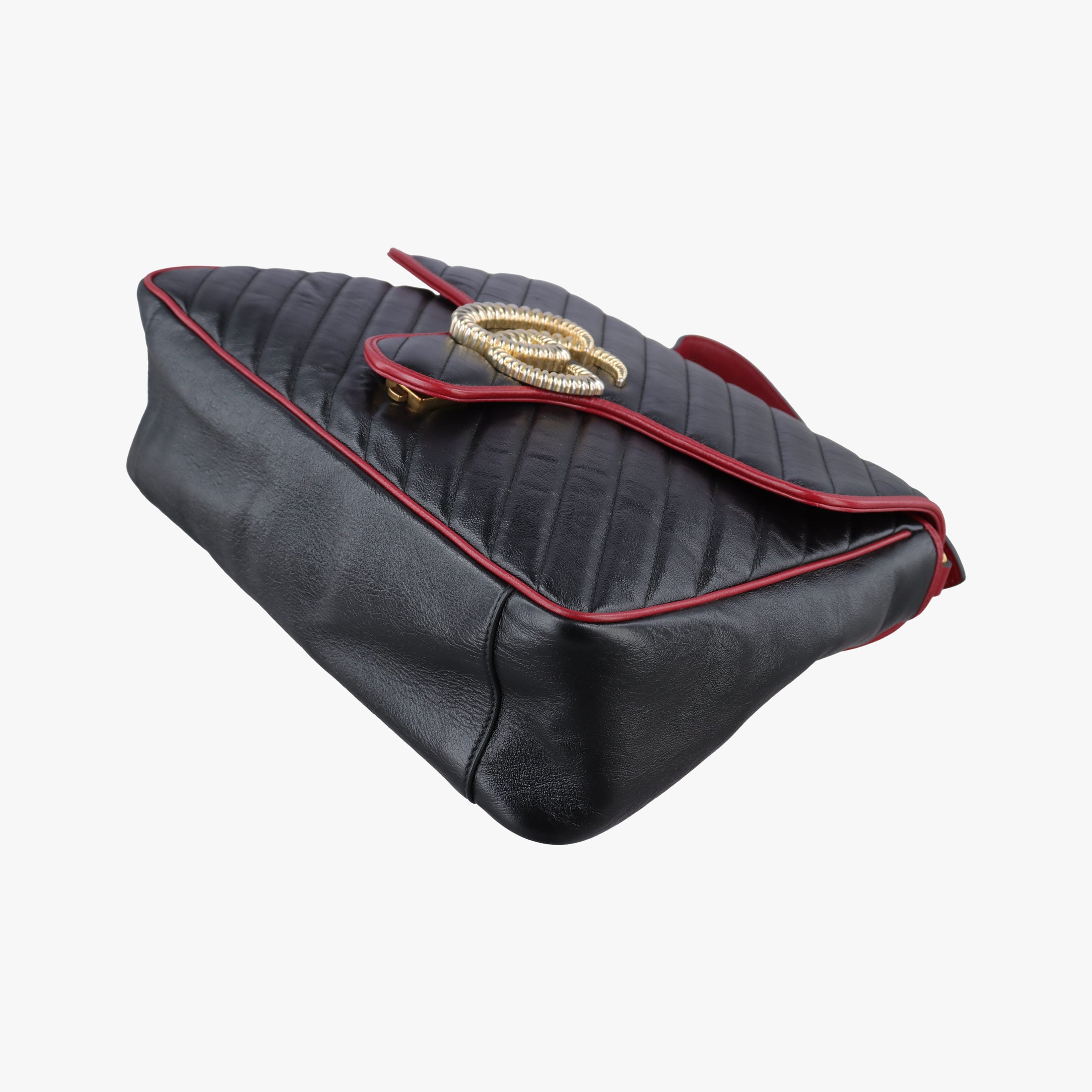 Vintage Gucci GG Marmont Black×red Leather 498109 shoulderbag | stylenewstar