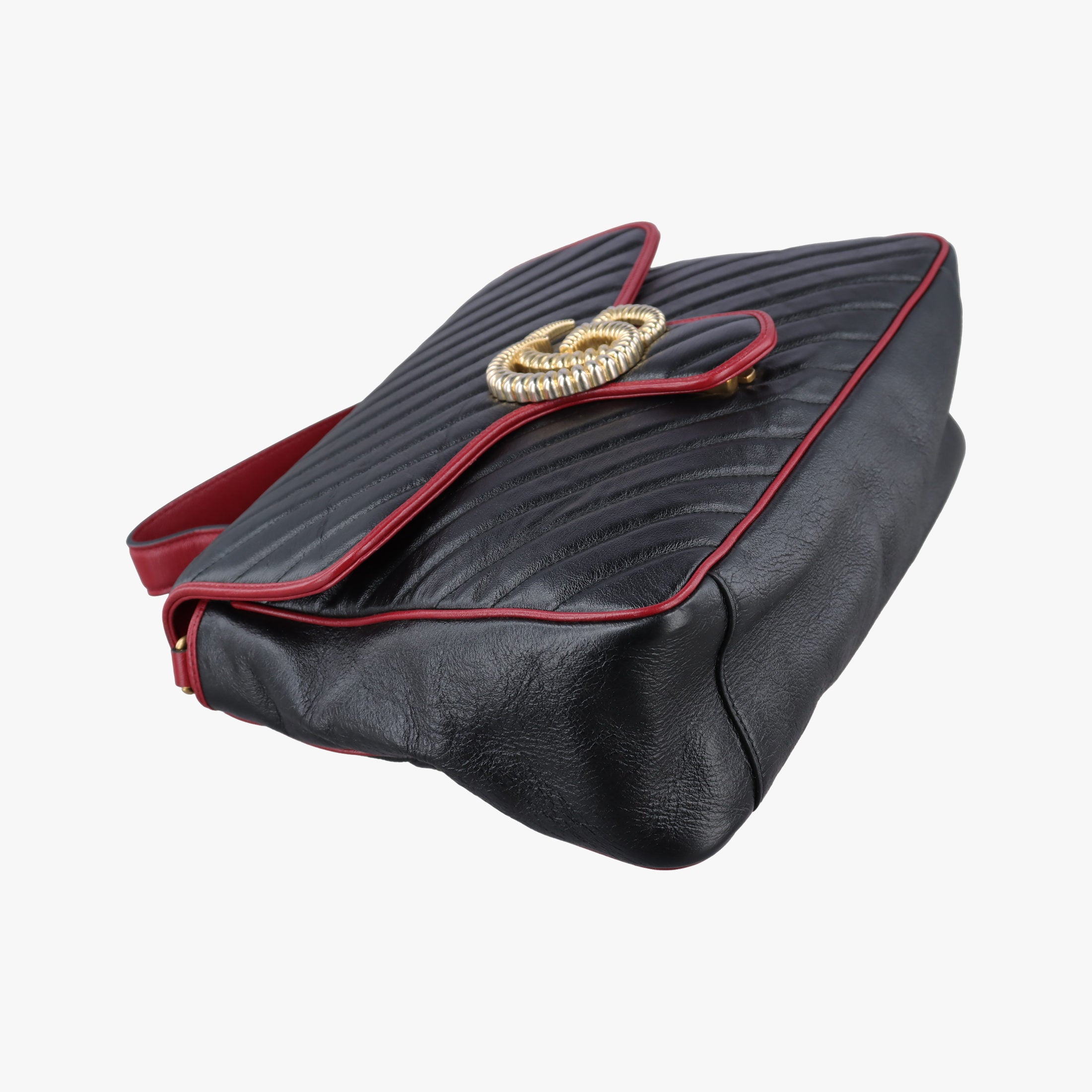 Vintage Gucci GG Marmont Black×red Leather 498109 shoulderbag | stylenewstar