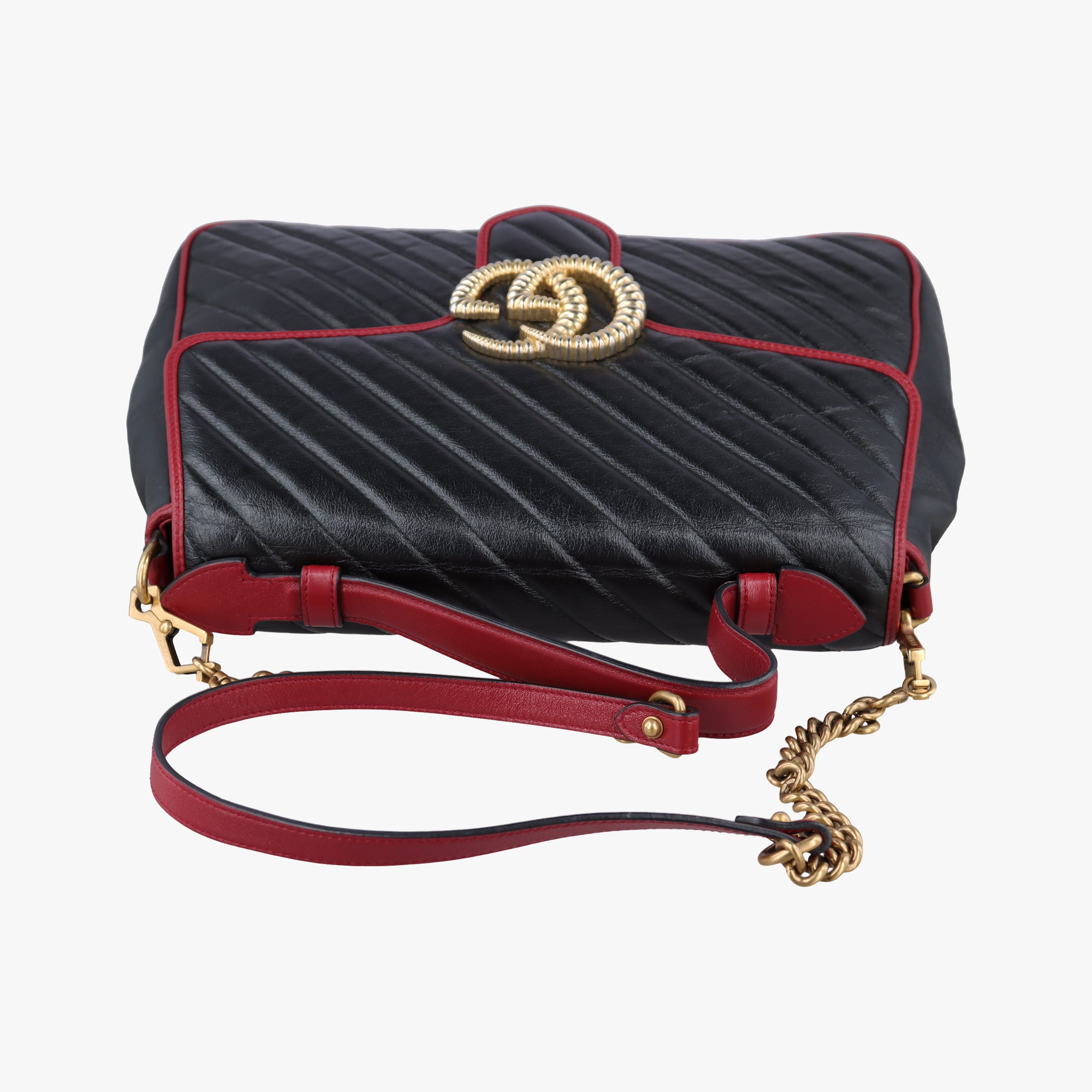 Vintage Gucci GG Marmont Black×red Leather 498109 shoulderbag | stylenewstar