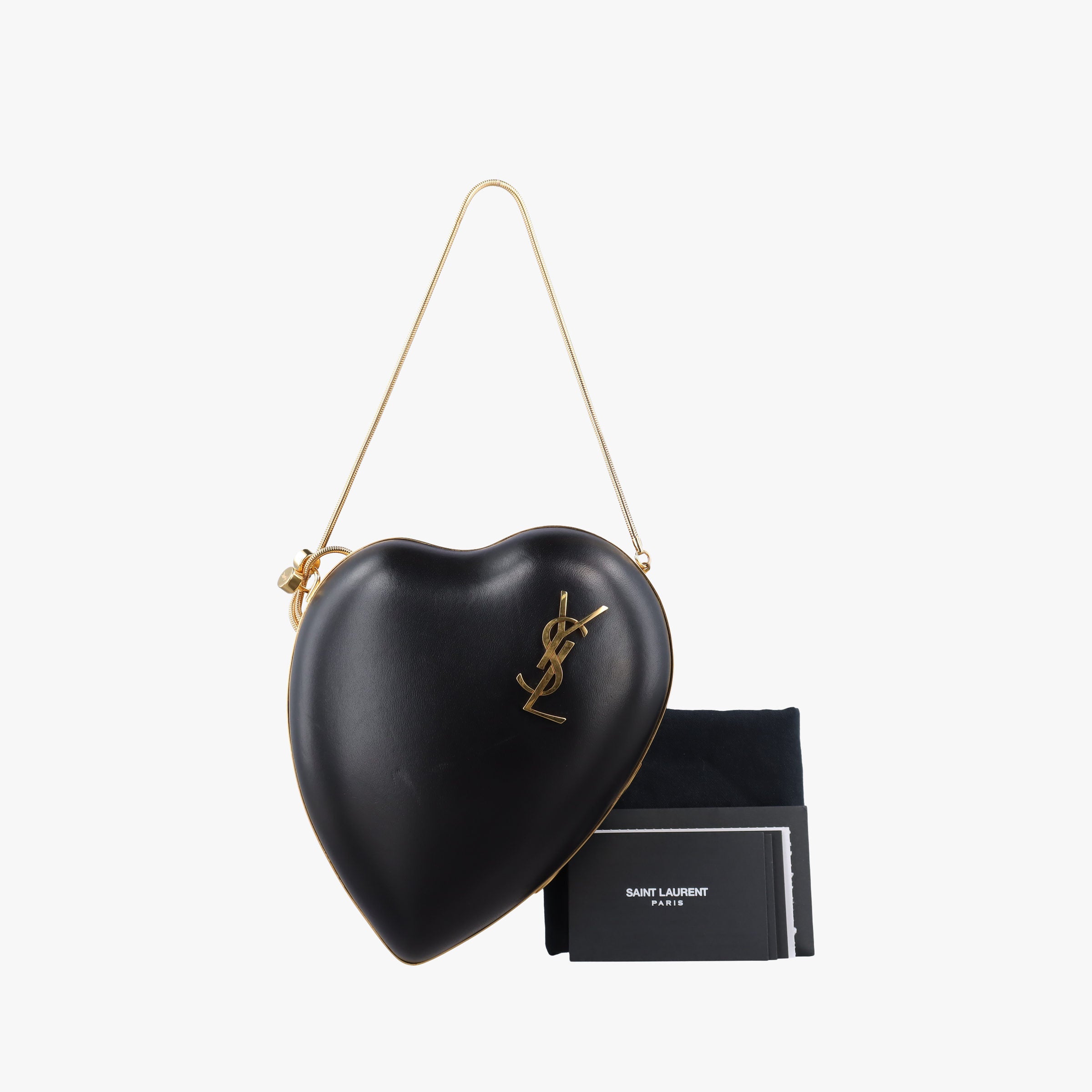 Pre-owned Yves Saint Laurent Love Box Heart Black Leather 466212 shoulderbag | stylenewstar