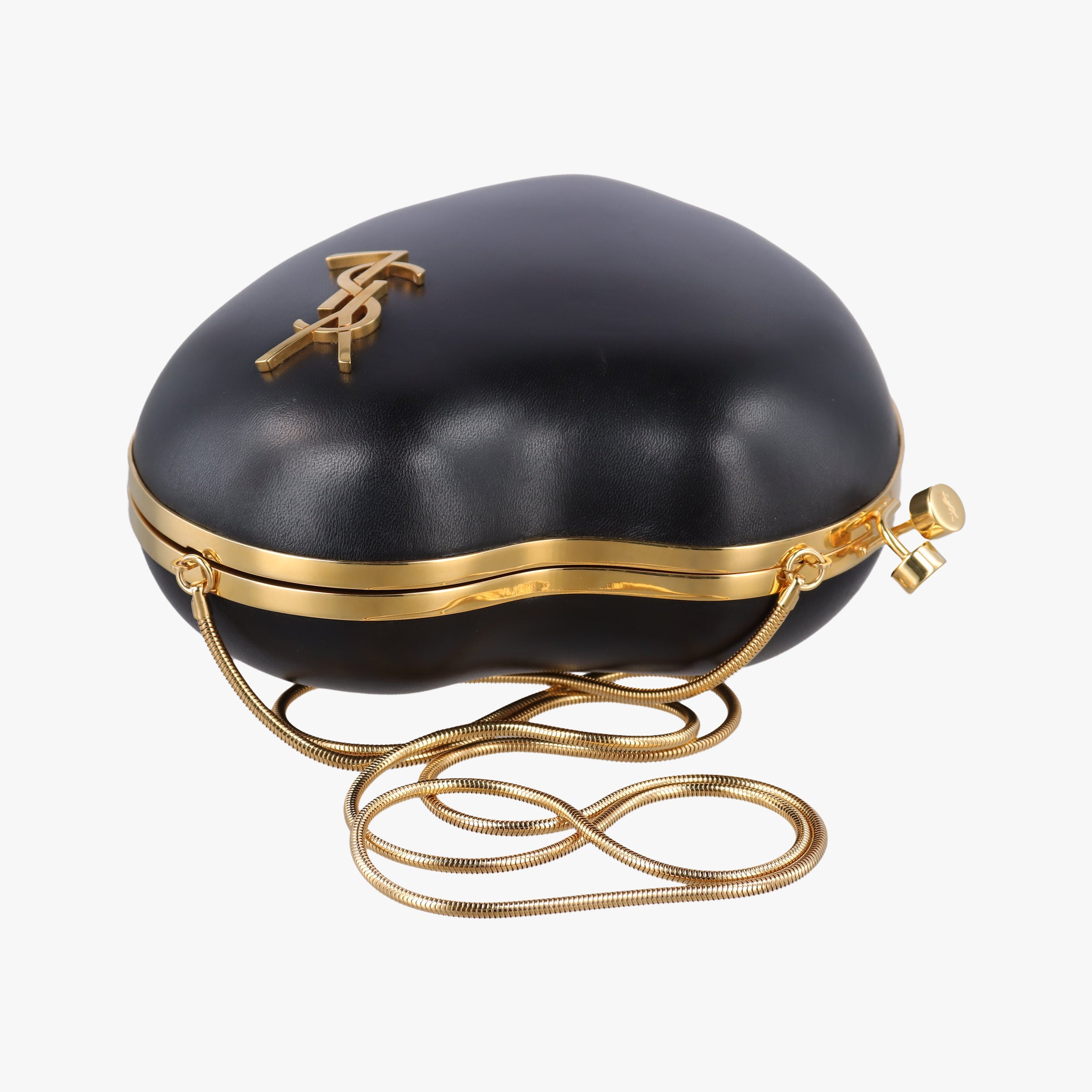 Pre-owned Yves Saint Laurent Love Box Heart Black Leather 466212 shoulderbag | stylenewstar