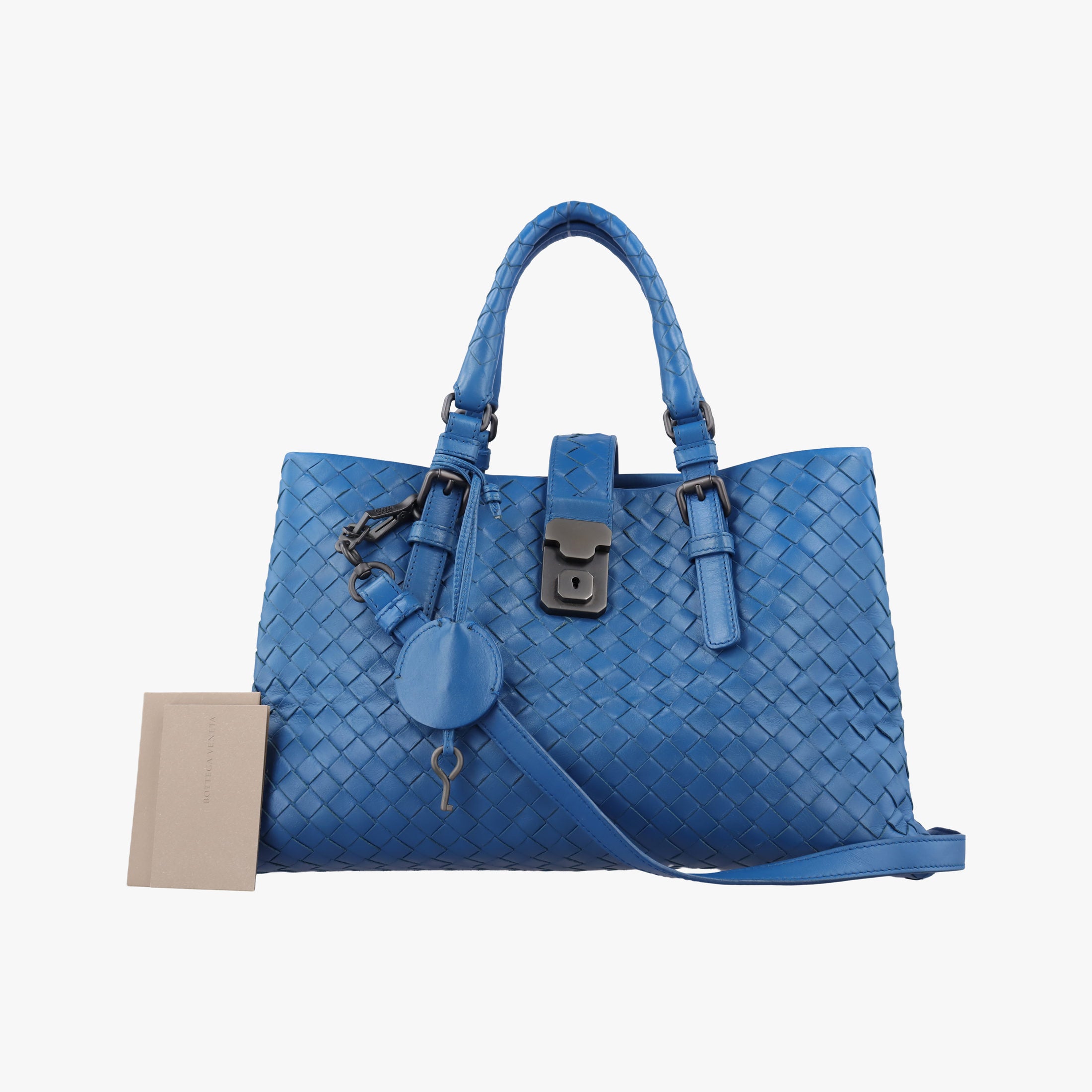 Pre-owned Bottega Veneta Roma Intrecciato Blue lambskin  shoulderbag | stylenewstar
