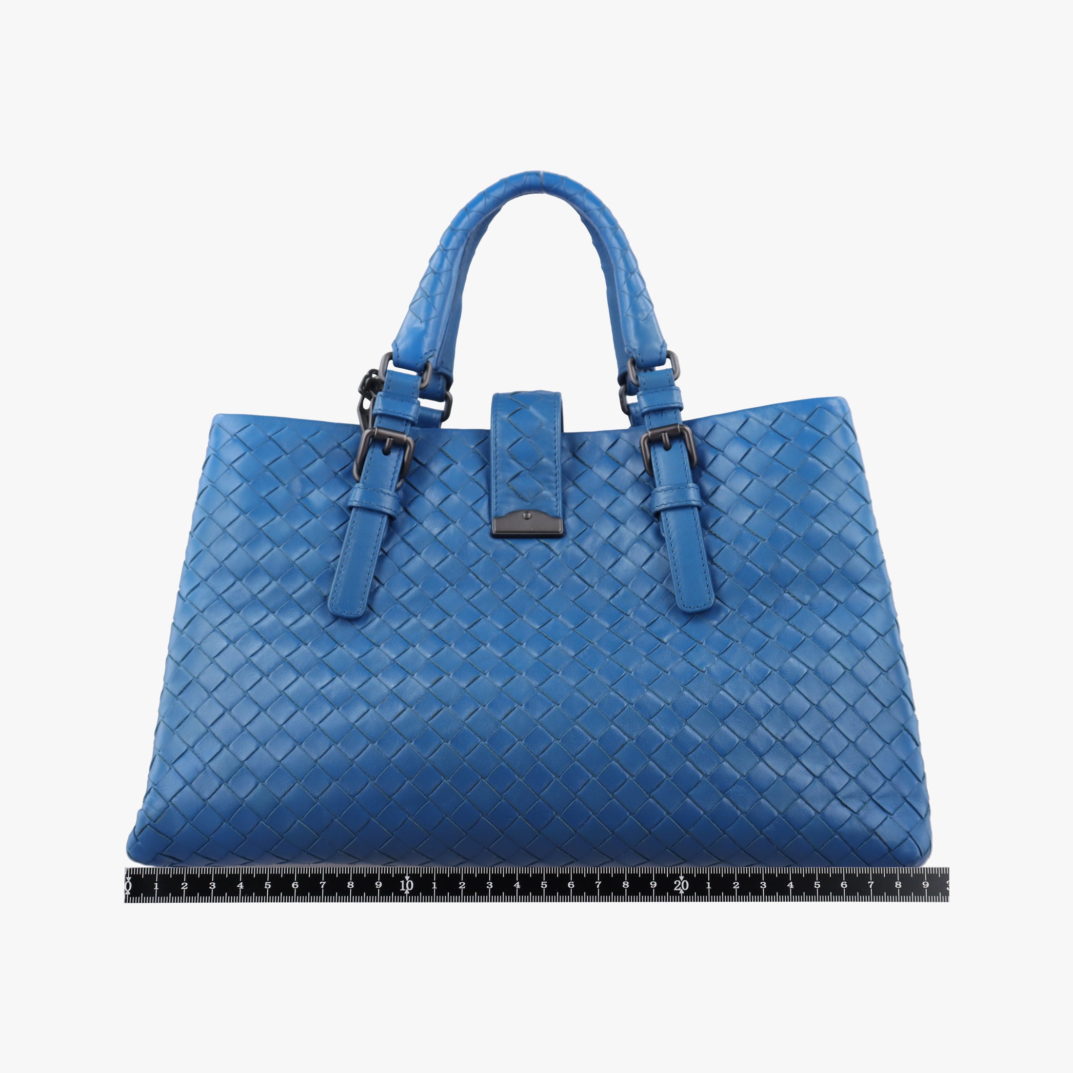 Pre-owned Bottega Veneta Roma Intrecciato Blue lambskin  shoulderbag | stylenewstar