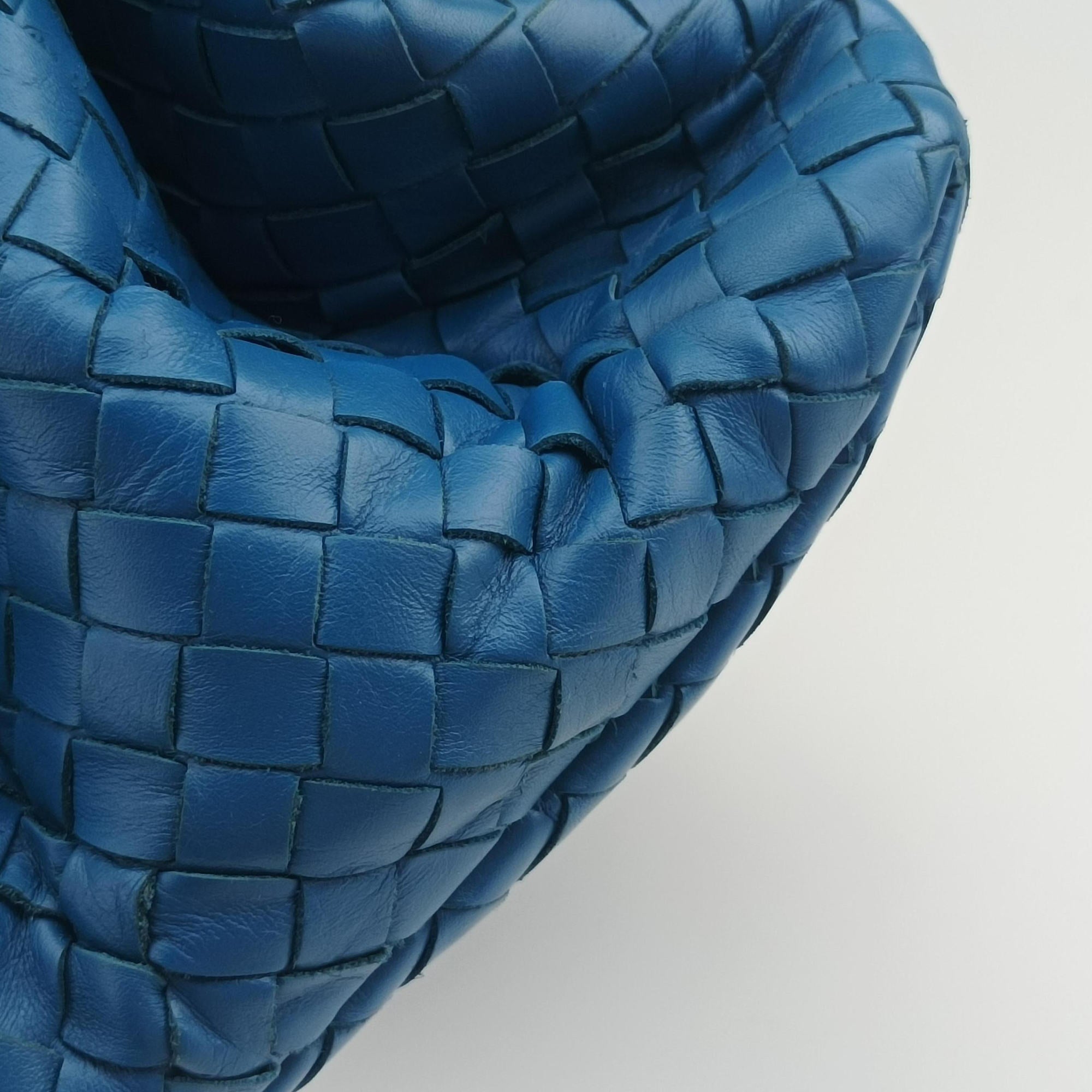 Pre-owned Bottega Veneta Roma Intrecciato Blue lambskin  shoulderbag | stylenewstar