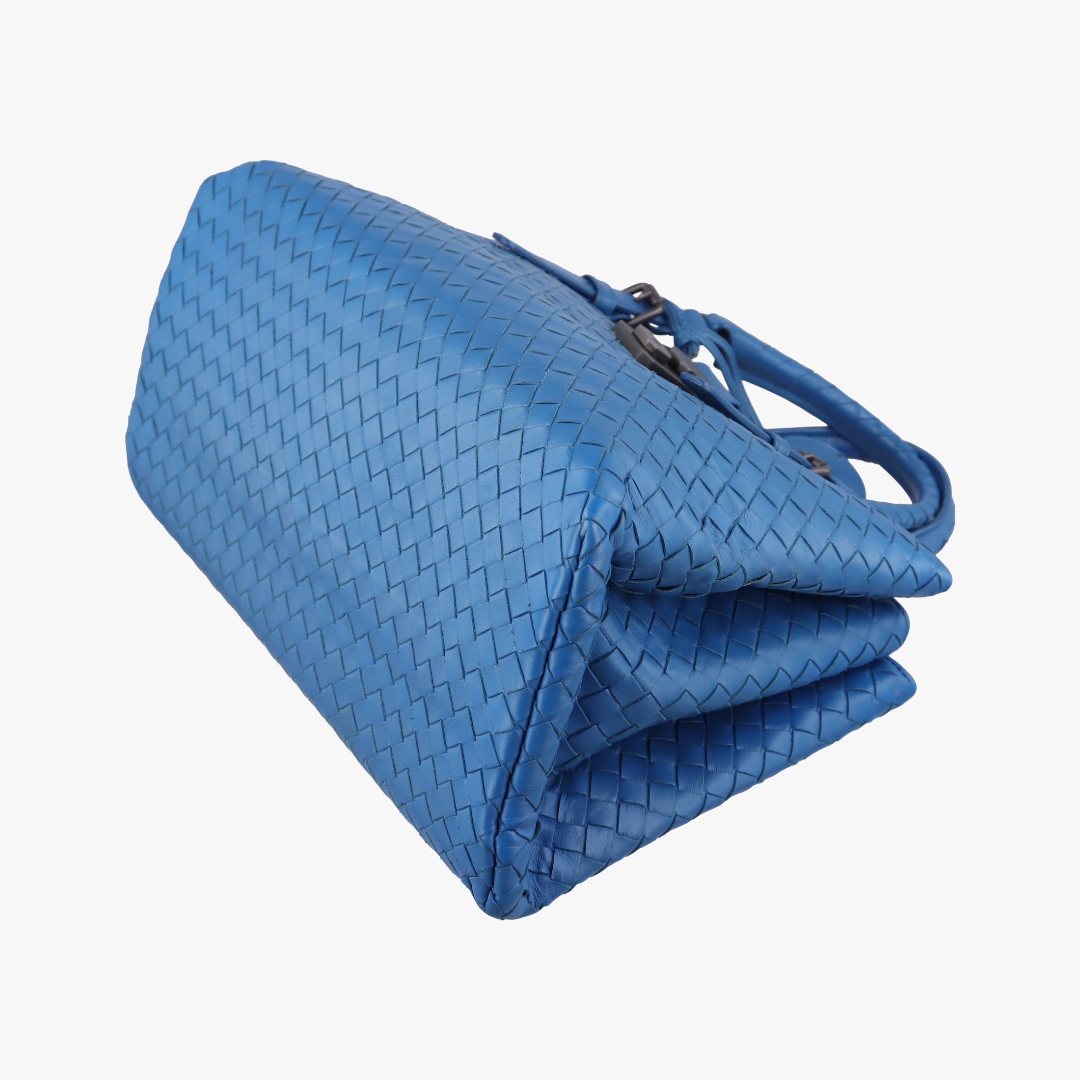 Pre-owned Bottega Veneta Roma Intrecciato Blue lambskin  shoulderbag | stylenewstar