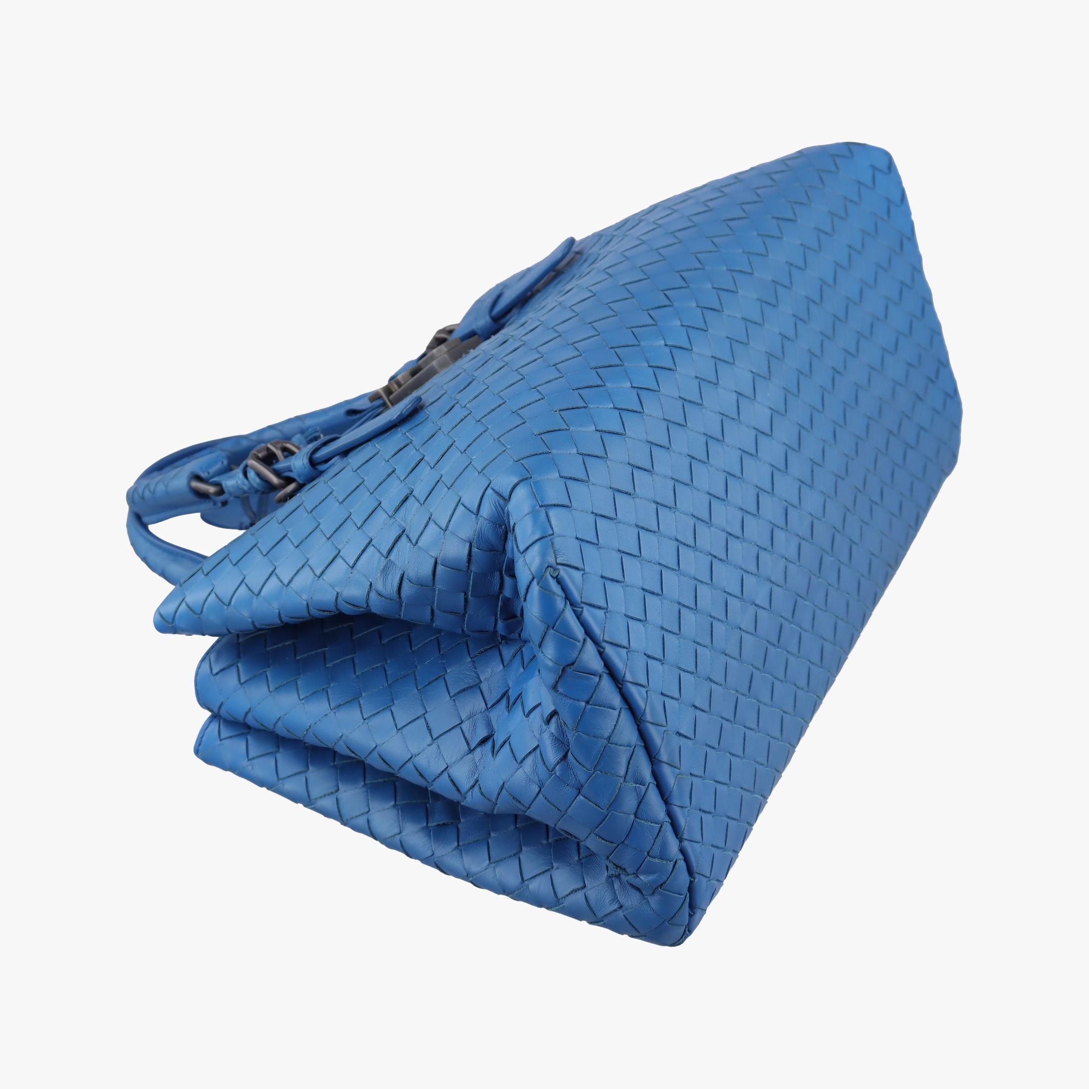 Pre-owned Bottega Veneta Roma Intrecciato Blue lambskin  shoulderbag | stylenewstar