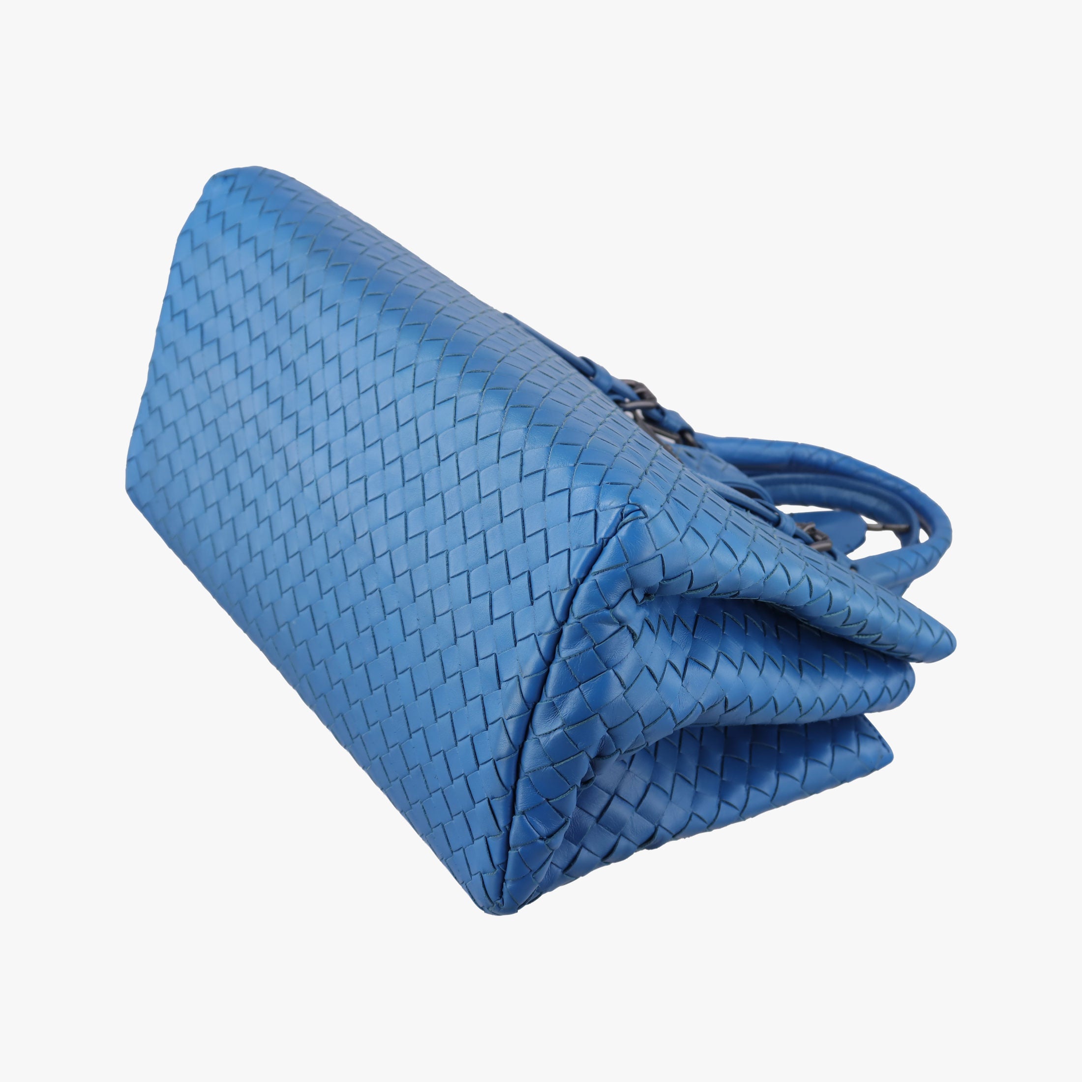 Pre-owned Bottega Veneta Roma Intrecciato Blue lambskin  shoulderbag | stylenewstar
