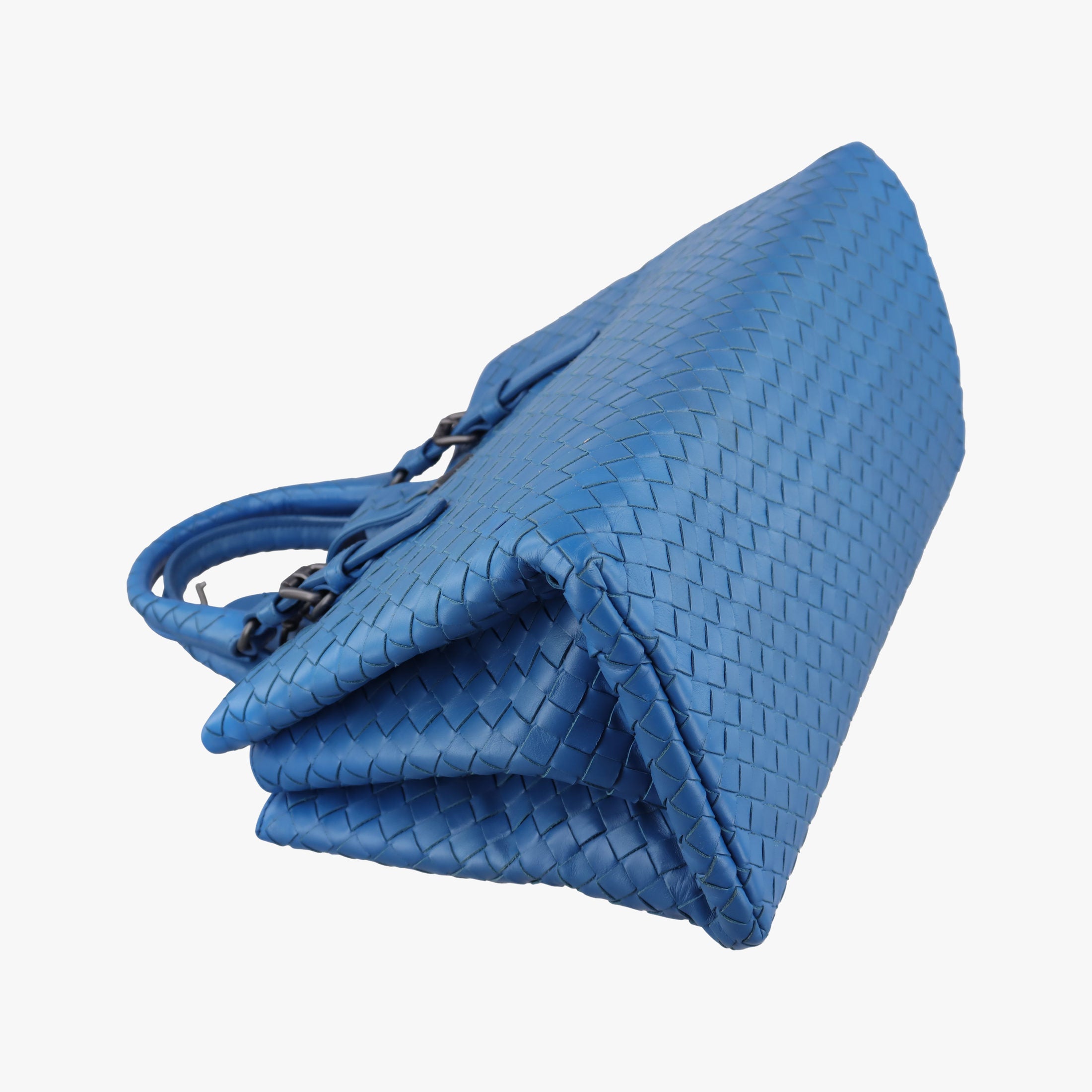 Pre-owned Bottega Veneta Roma Intrecciato Blue lambskin  shoulderbag | stylenewstar