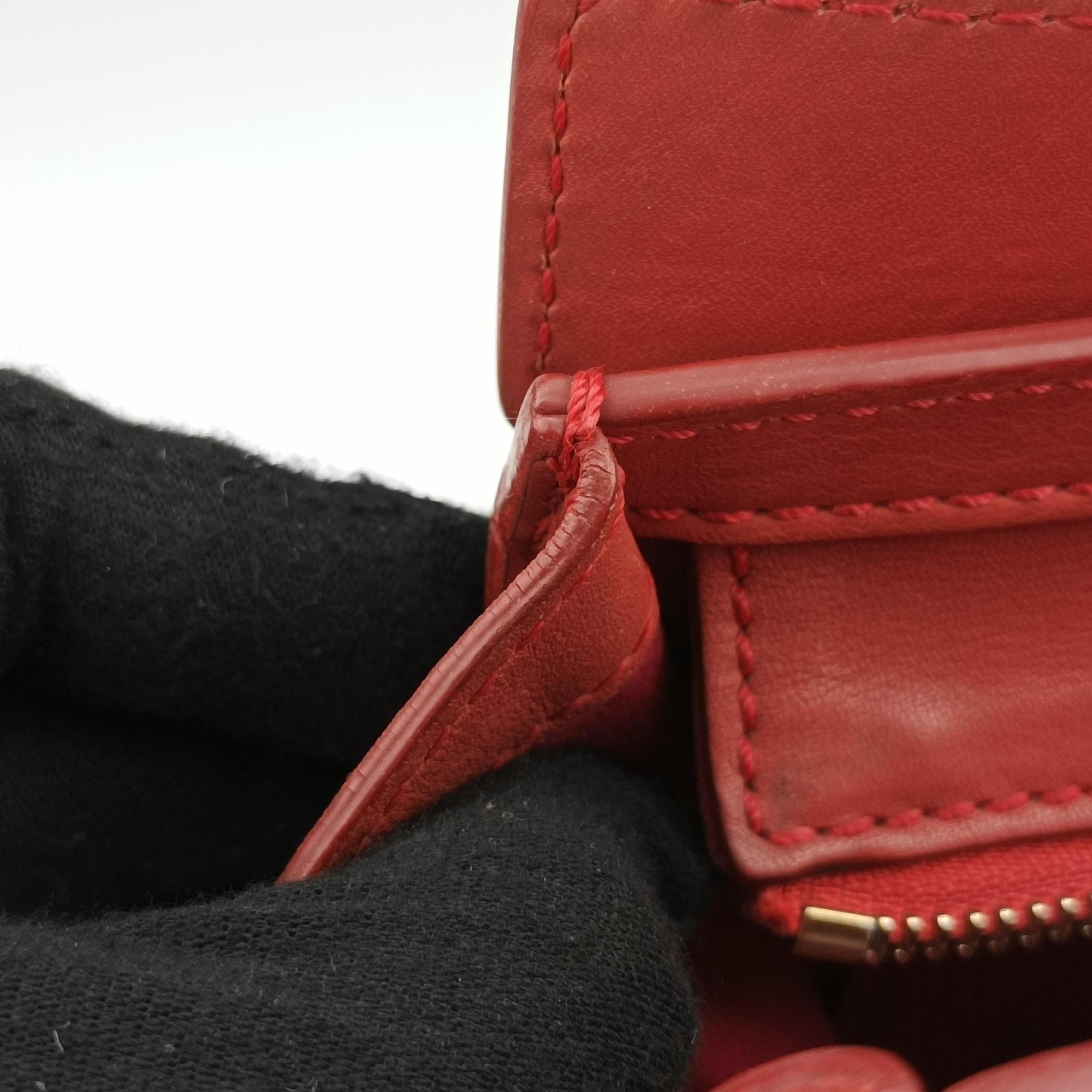 Pre-owned Celine Luggage Mini Shopper Red Leather  handbag | stylenewstar