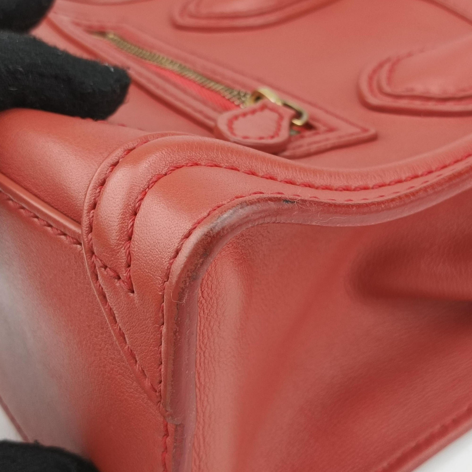 Pre-owned Celine Luggage Mini Shopper Red Leather  handbag | stylenewstar