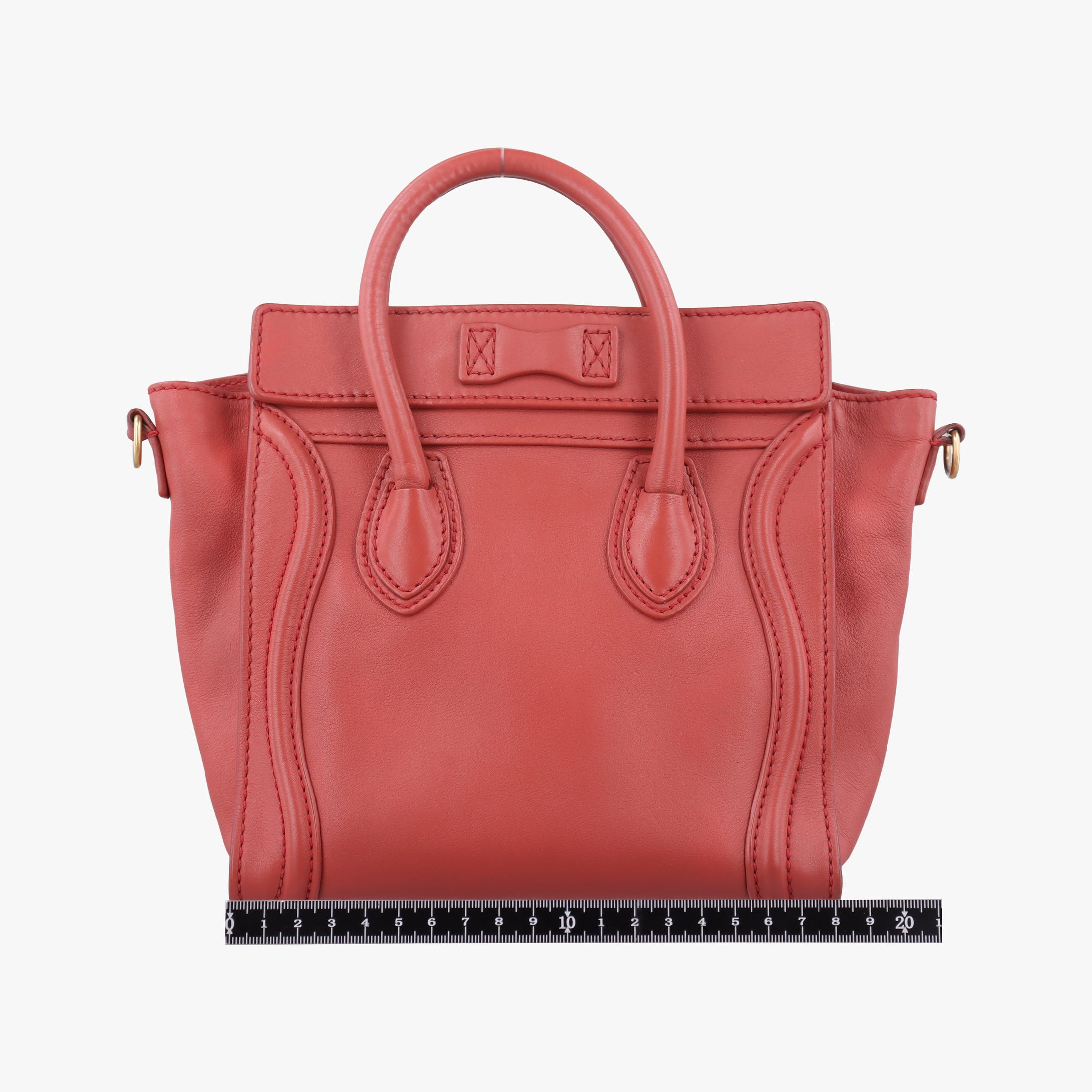 Pre-owned Celine Luggage Mini Shopper Red Leather  handbag | stylenewstar